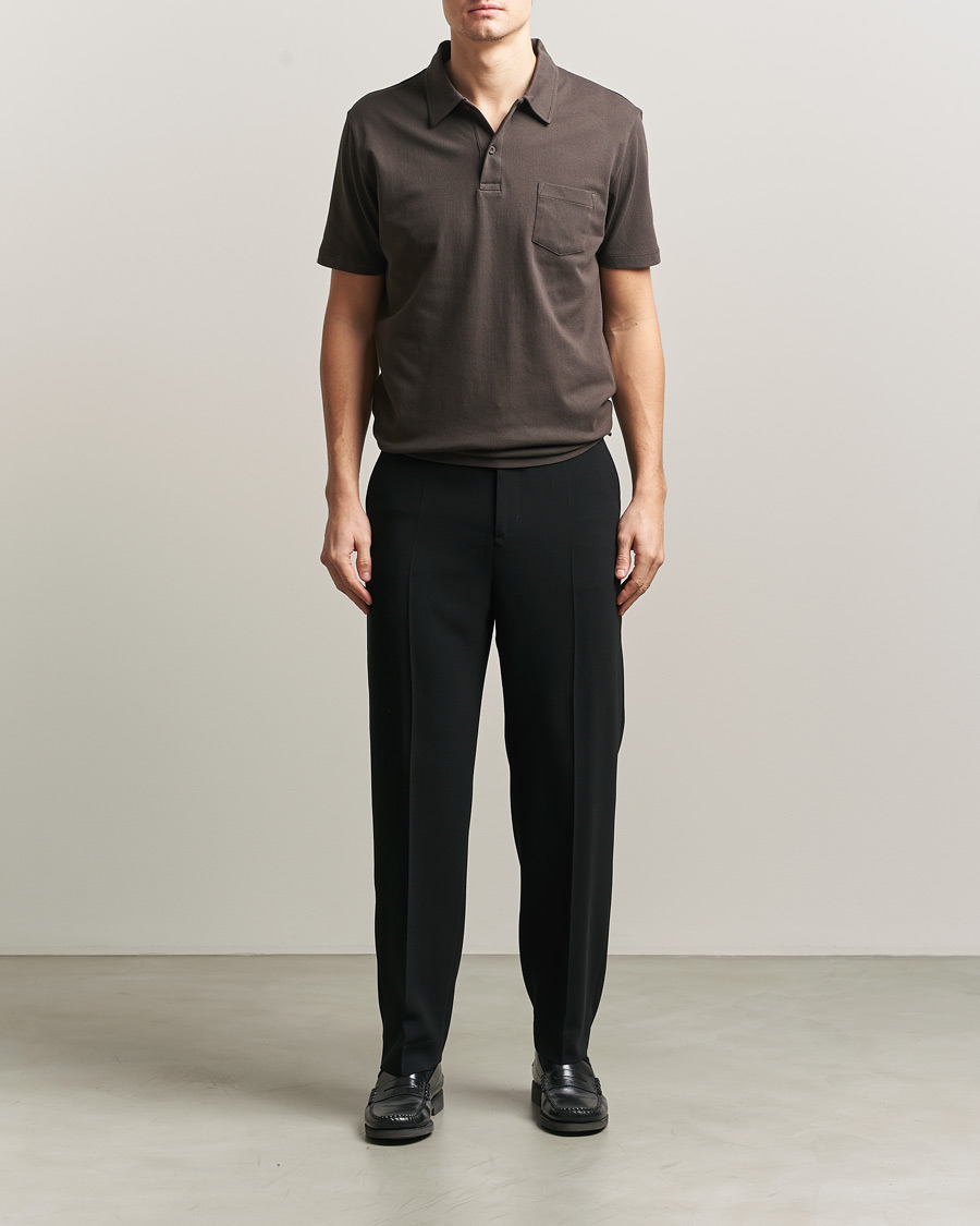 Homme | Polos | Sunspel | Riviera Polo Shirt Dark Chocolate