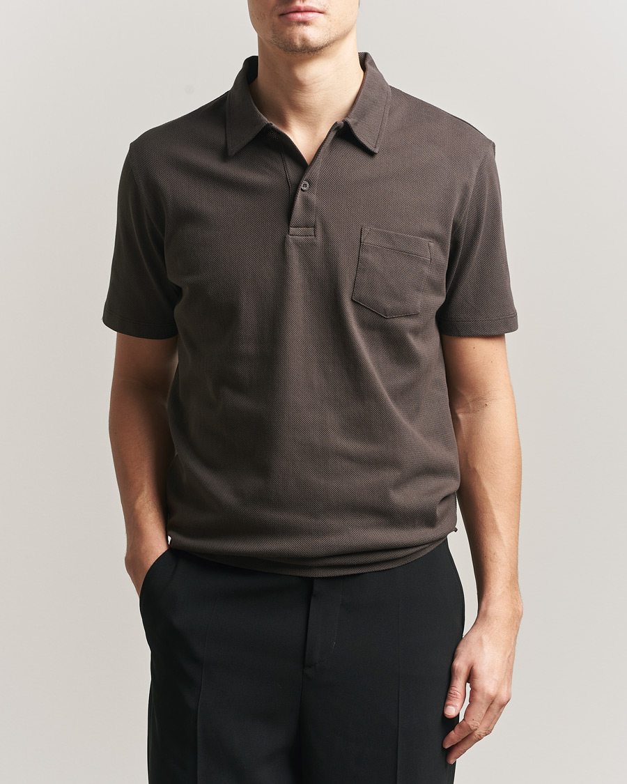 Homme | Polos | Sunspel | Riviera Polo Shirt Dark Chocolate