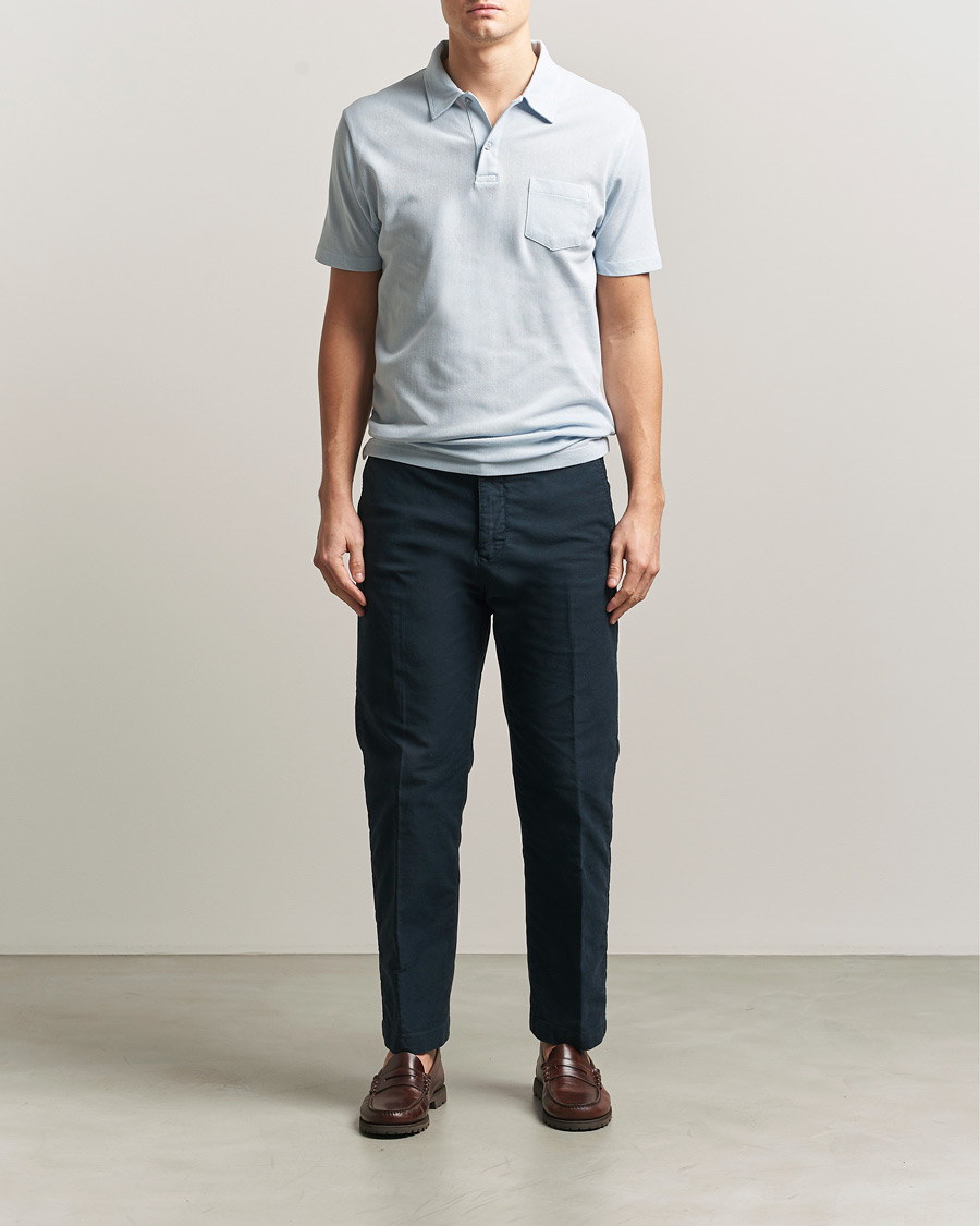 Homme | Polos | Sunspel | Riviera Polo Shirt Pastel Blue