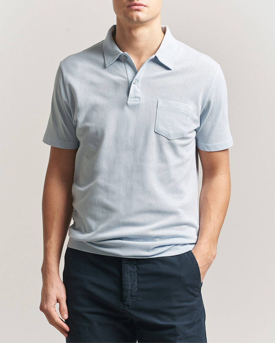 Homme | Polos | Sunspel | Riviera Polo Shirt Pastel Blue