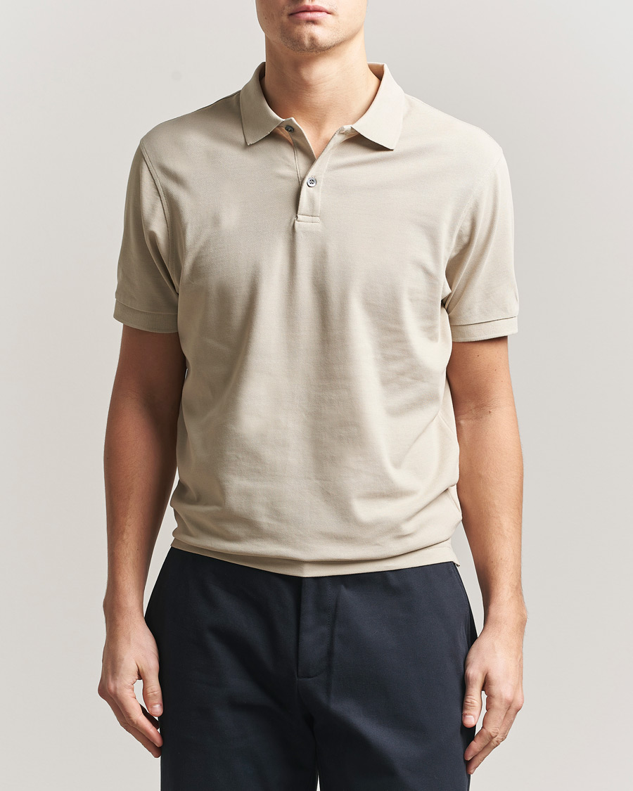 Homme | Polos | Sunspel | Supima Cotton Short Sleeve Pique Polo Hazelwood