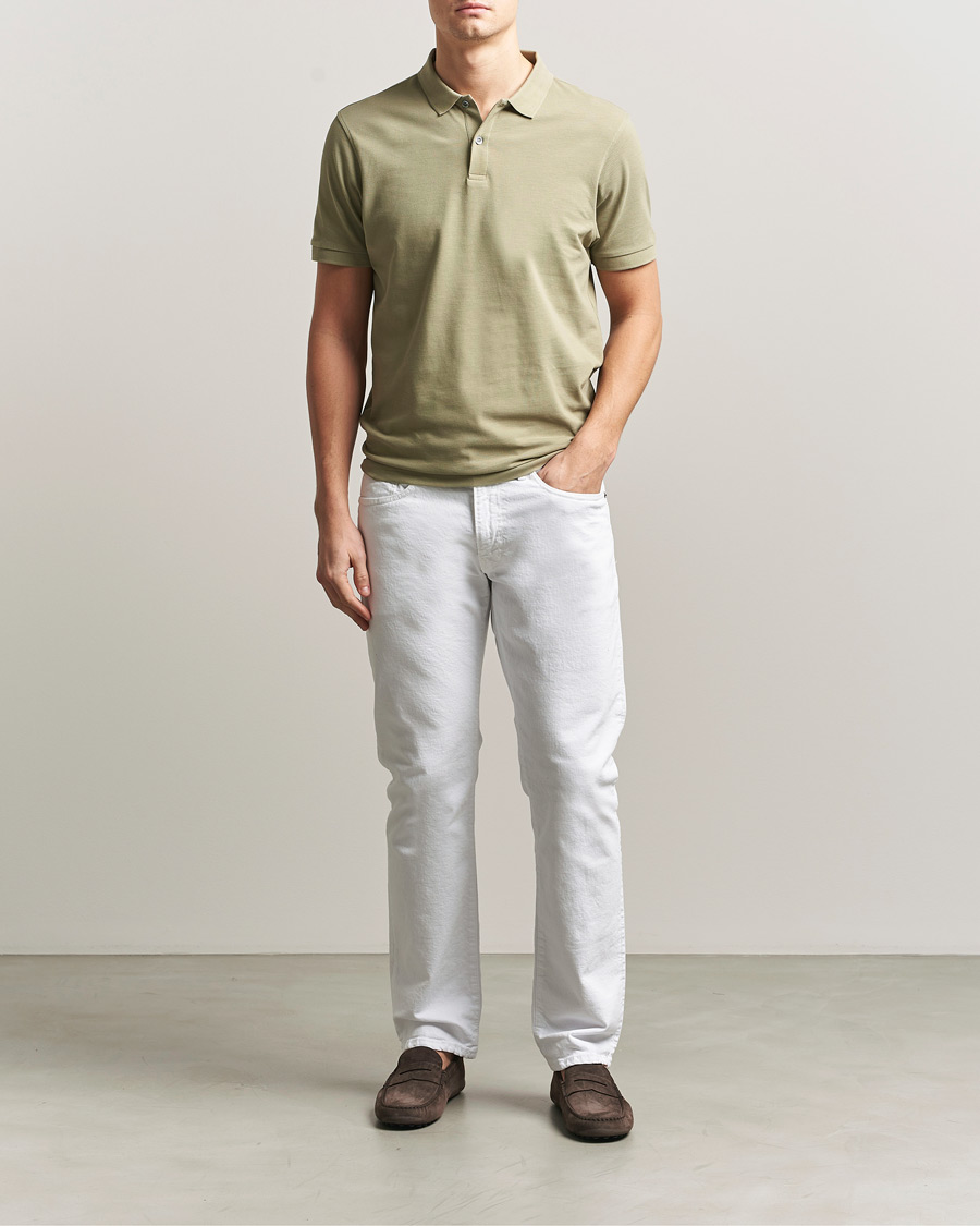 Homme | Polos | Sunspel | Supima Cotton Short Sleeve Pique Polo Pistachio