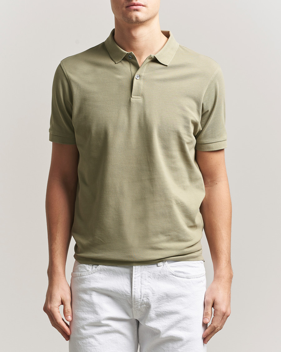 Homme | Polos | Sunspel | Supima Cotton Short Sleeve Pique Polo Pistachio