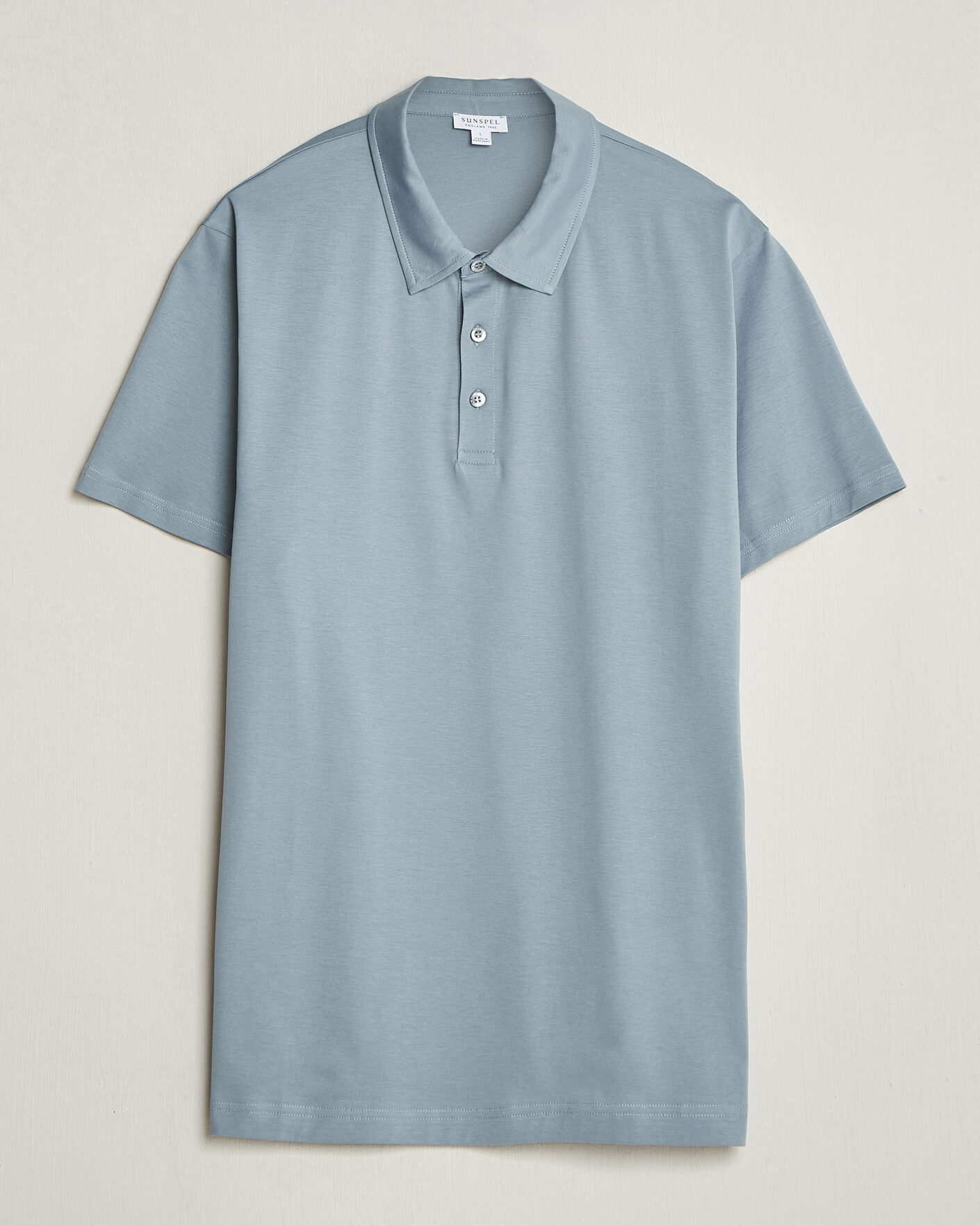 Homme | Polos | Sunspel | Cotton Jersey Polo Stone Blue
