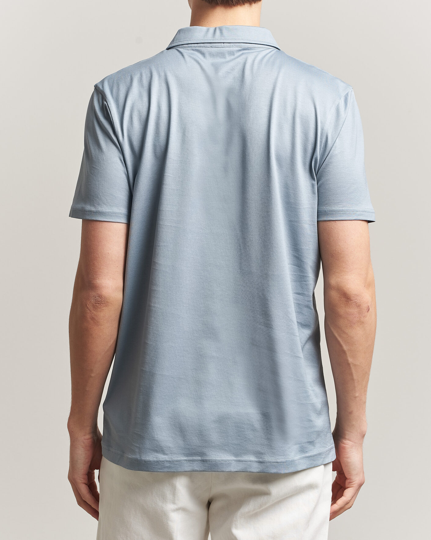 Homme | Polos | Sunspel | Cotton Jersey Polo Stone Blue