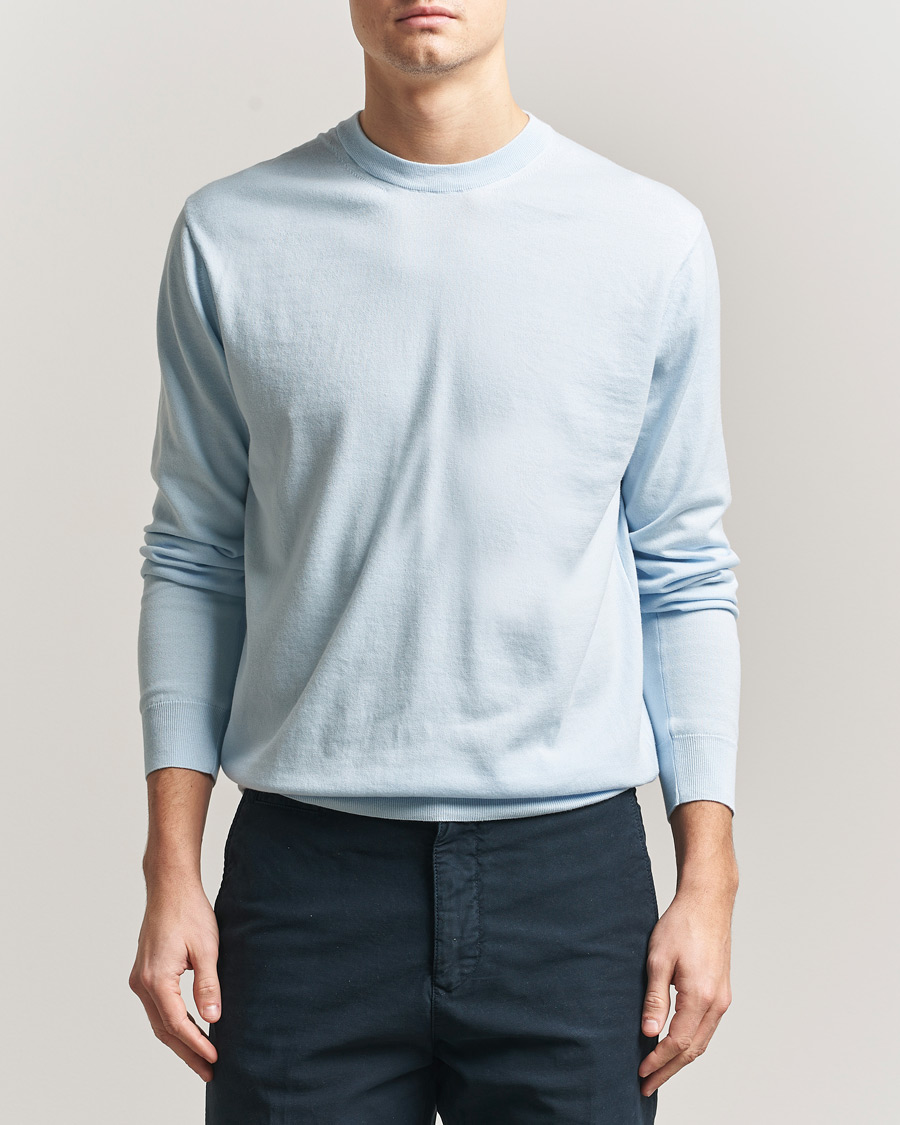 Homme | Pulls Et Tricots | Sunspel | Lightweight Knitted Cotton Crew Pastel Blue