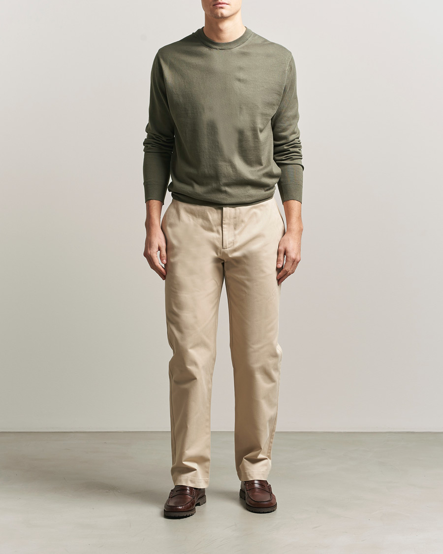 Homme | Pulls Et Tricots | Sunspel | Lightweight Knitted Cotton Crew Khaki
