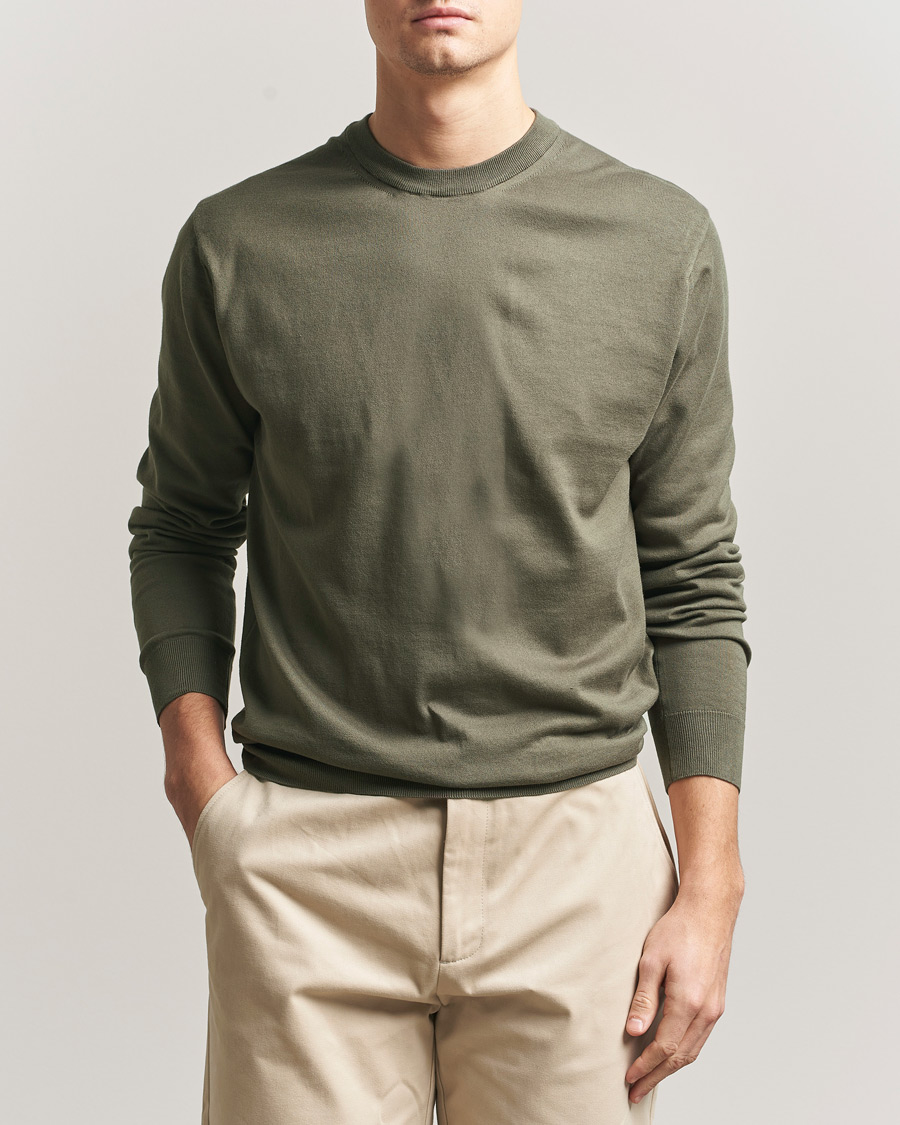 Homme | Pulls Et Tricots | Sunspel | Lightweight Knitted Cotton Crew Khaki