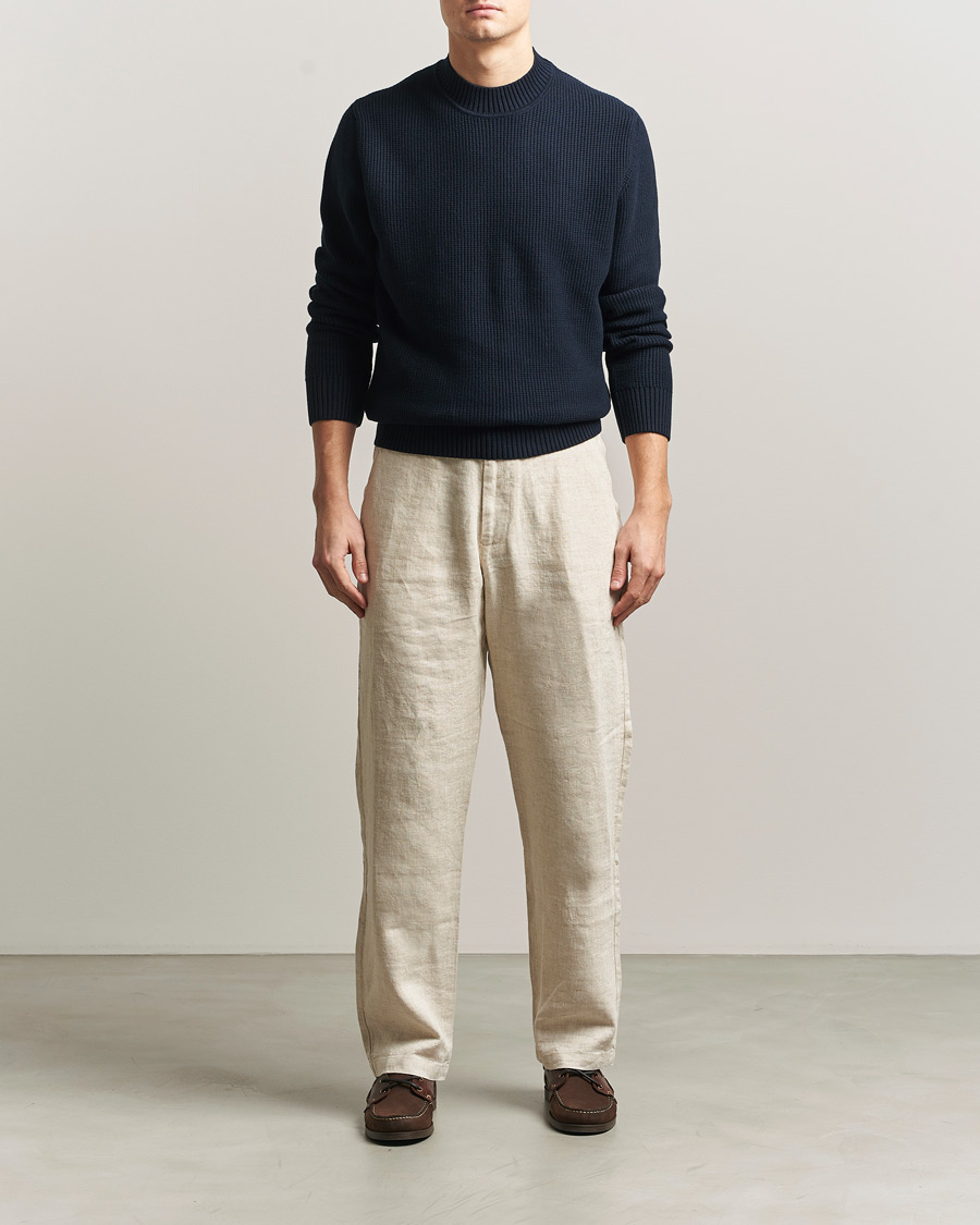 Homme | Pulls Et Tricots | Sunspel | Cotton Stitch Mock Neck Navy