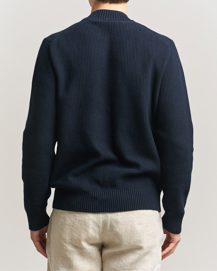 Homme | Pulls Et Tricots | Sunspel | Cotton Stitch Mock Neck Navy