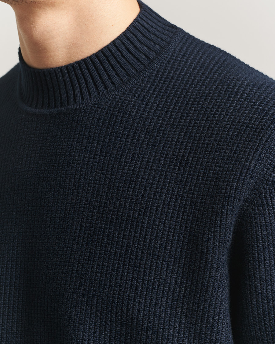 Homme | Pulls Et Tricots | Sunspel | Cotton Stitch Mock Neck Navy