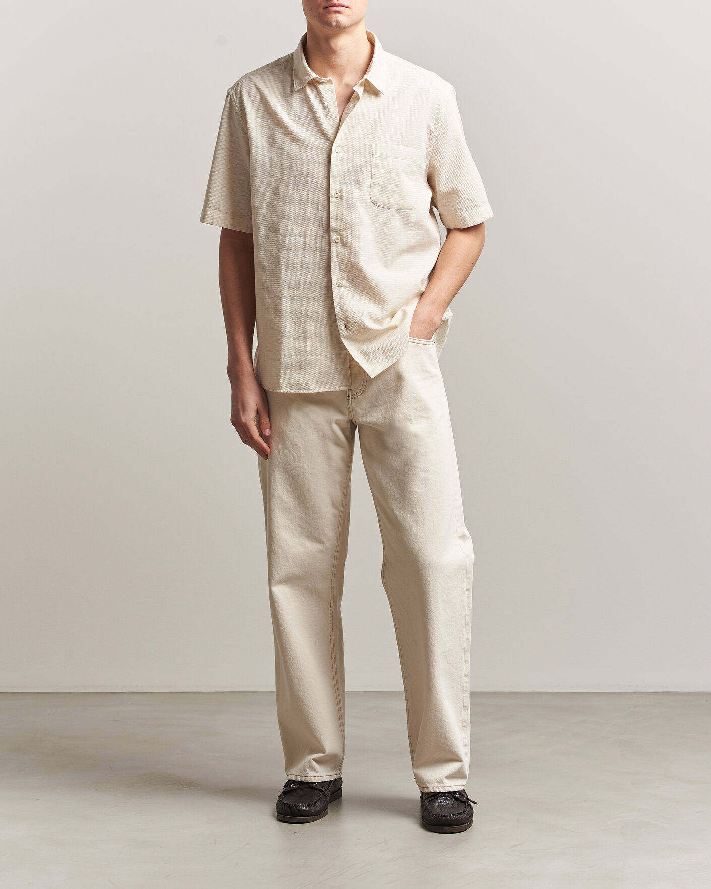 Homme | Chemises | Sunspel | Natural Texture Linen Shirt Ecru