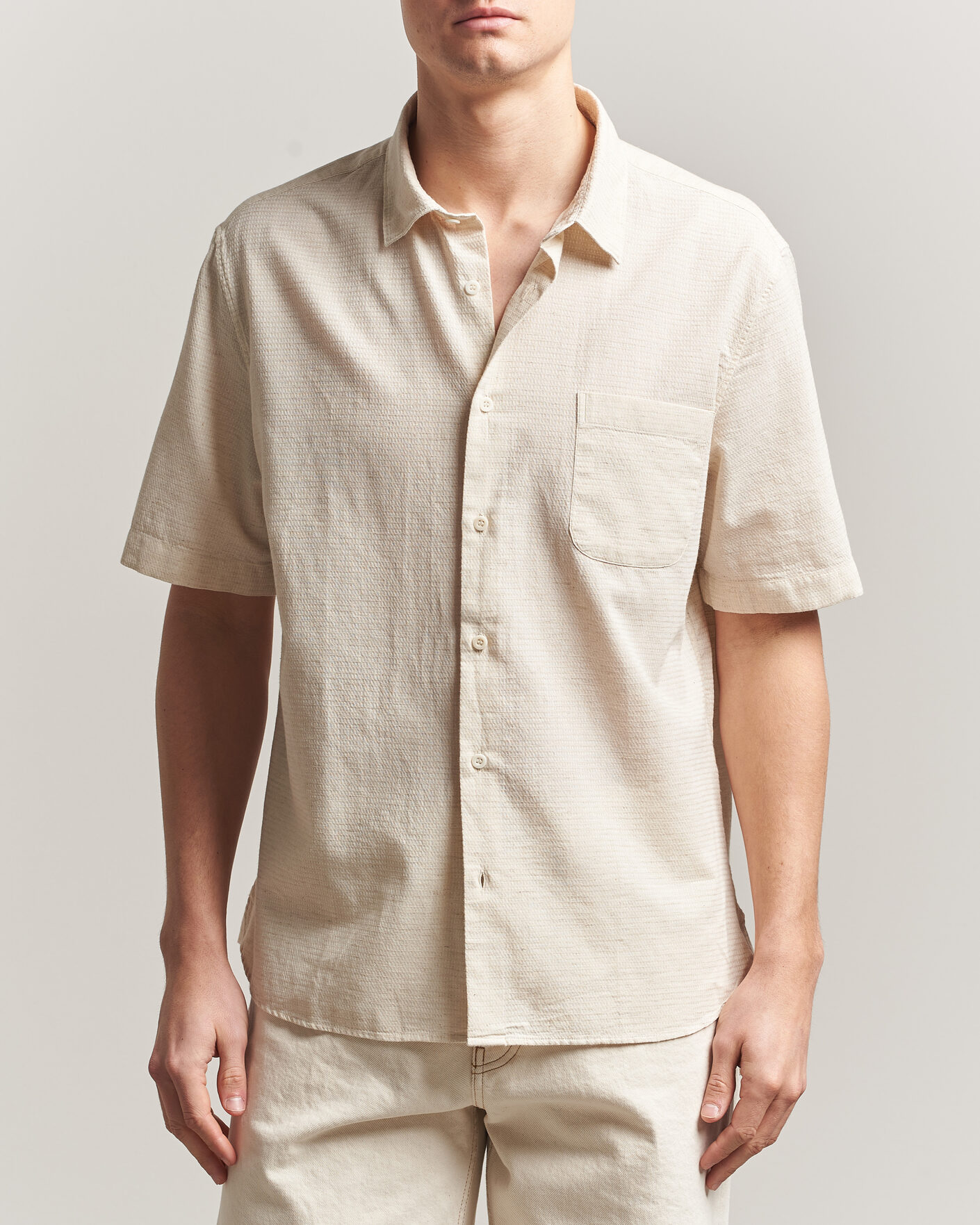 Homme | Chemises | Sunspel | Natural Texture Linen Shirt Ecru
