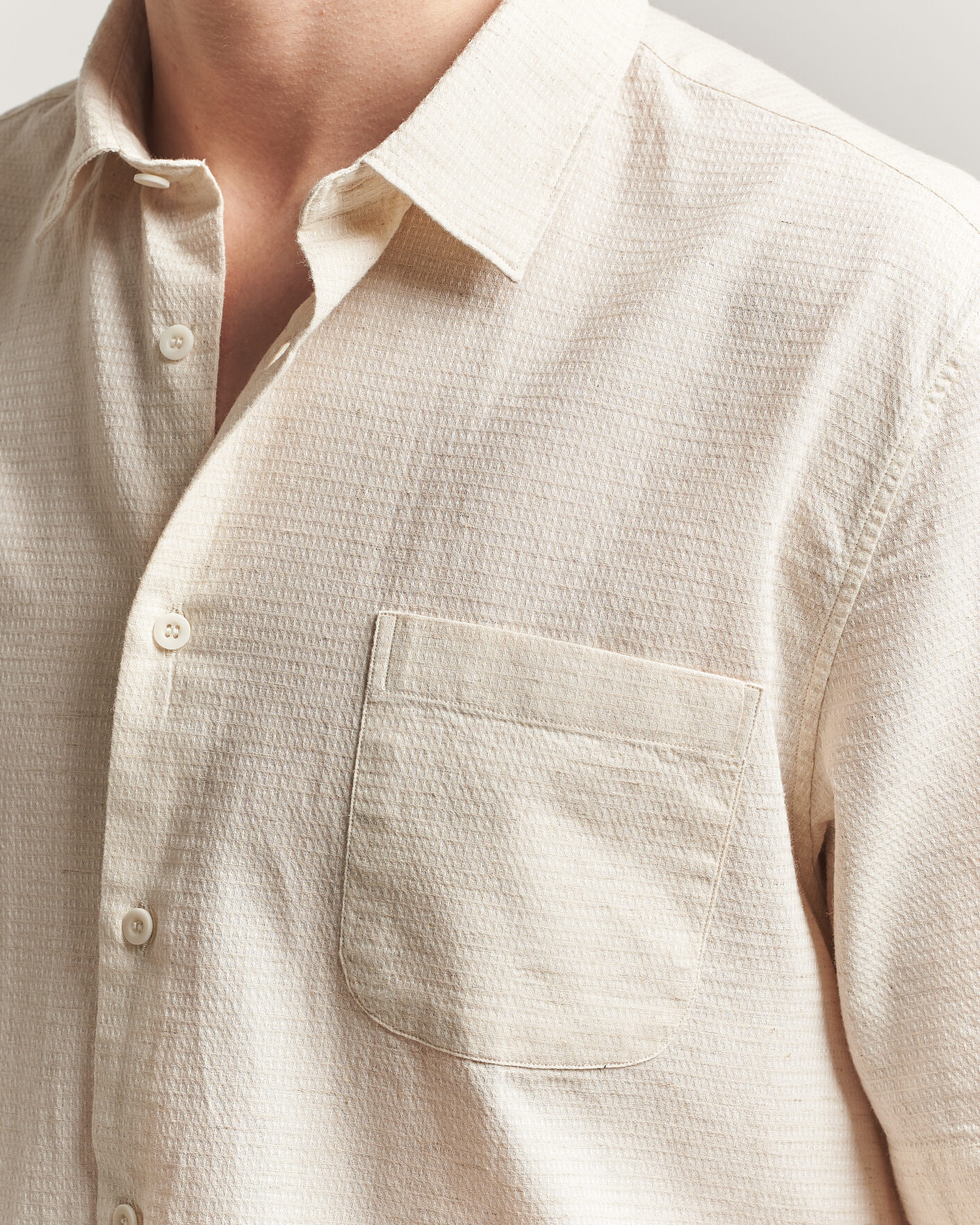 Homme | Chemises | Sunspel | Natural Texture Linen Shirt Ecru