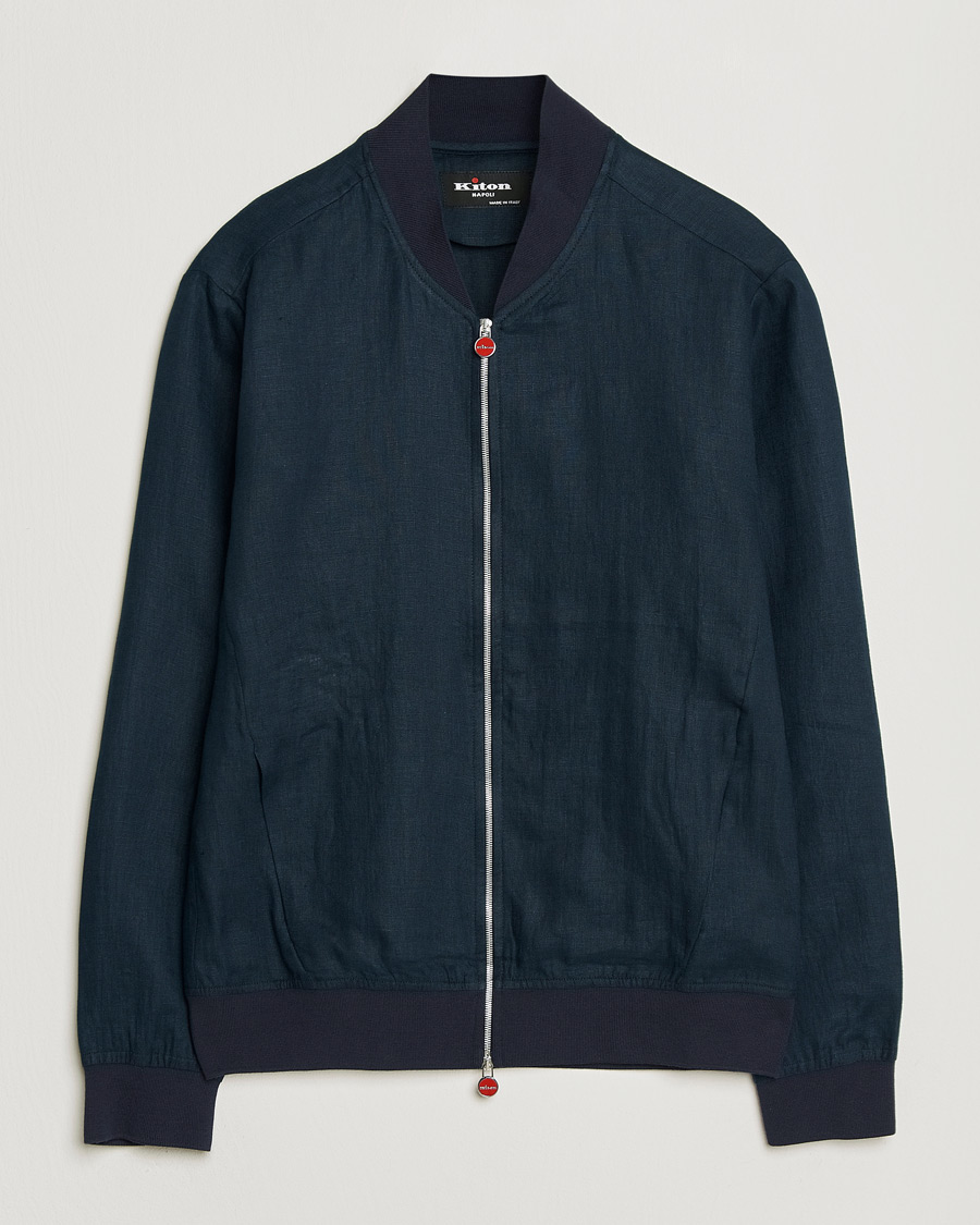 Homme | Manteaux Et Vestes | Kiton | Unlined Linen Bomber Jacket Navy