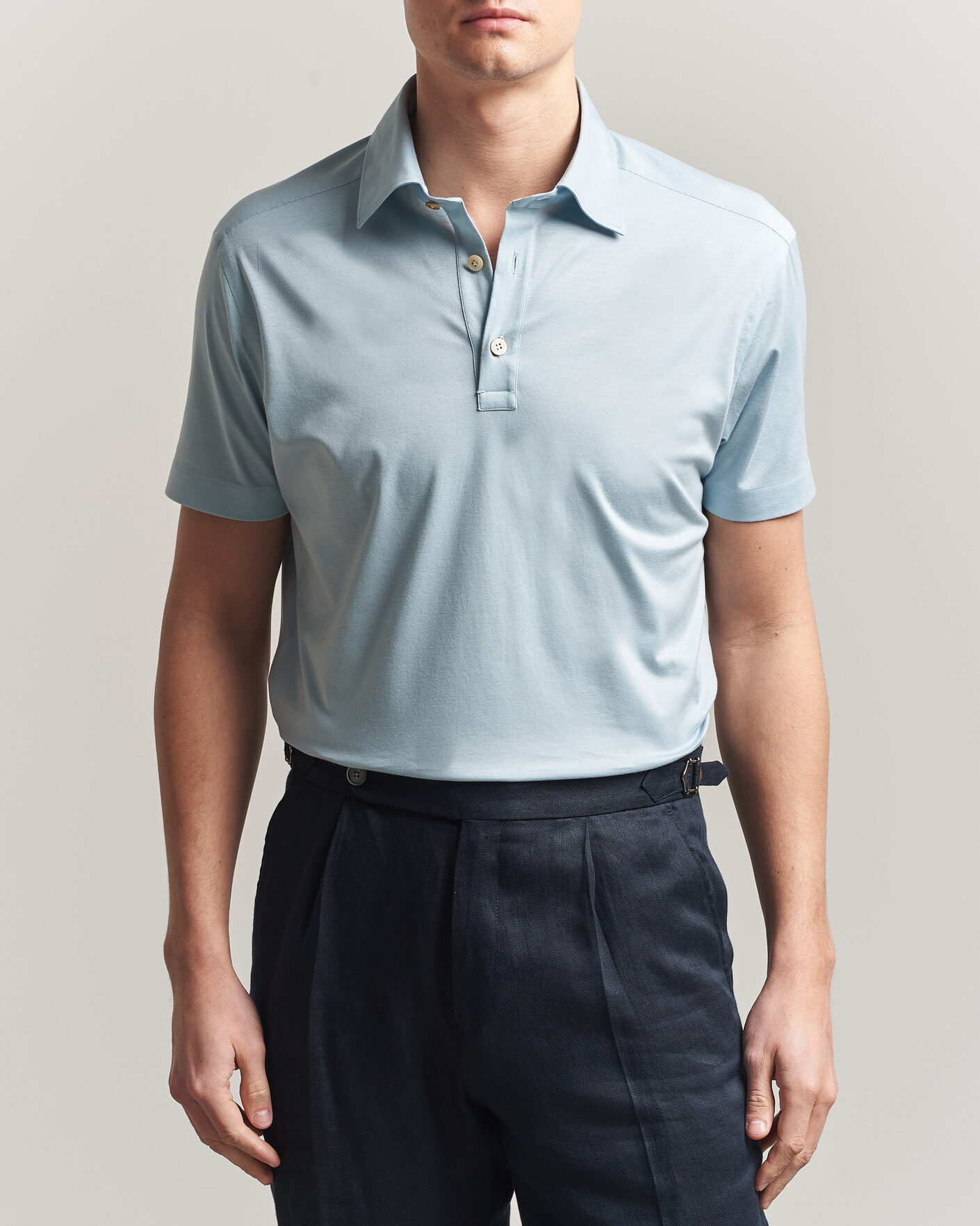 Homme | Polos | Kiton | Short Sleeve Jersey Polo Sky Blue