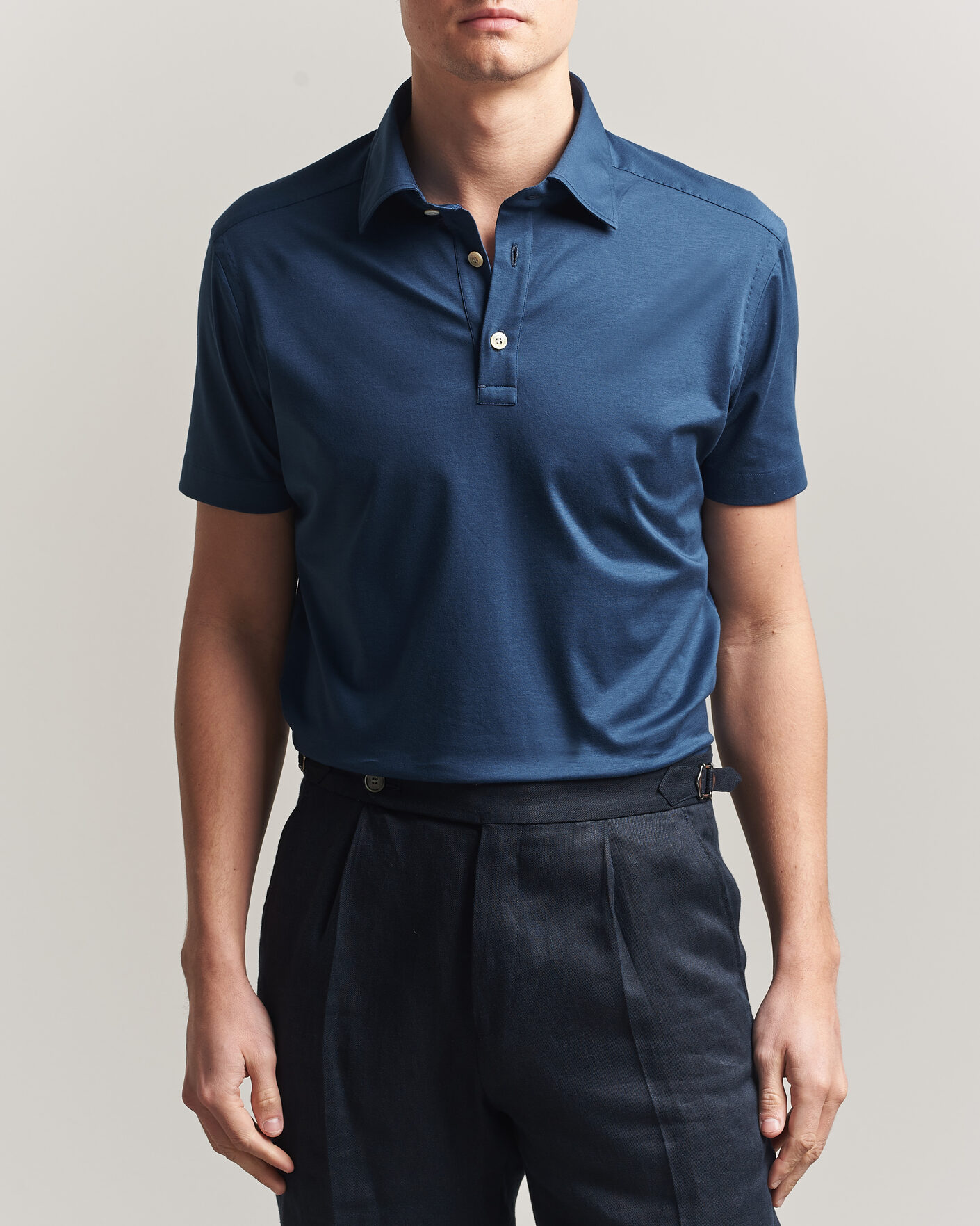 Homme | Polos | Kiton | Short Sleeve Jersey Polo Dark Blue