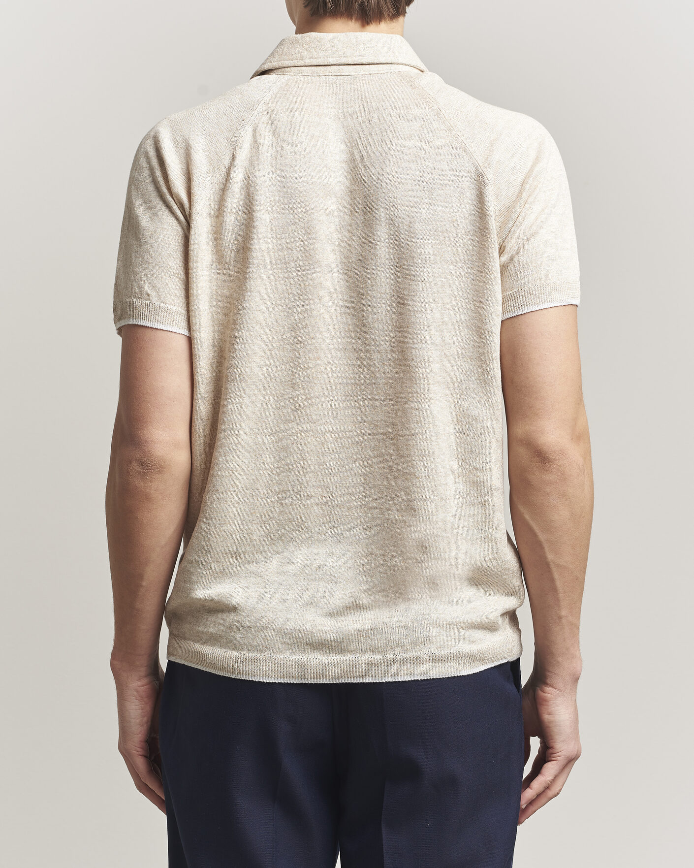 Homme | Polos | Kiton | Linen Raglan Polo Shirt Ecru