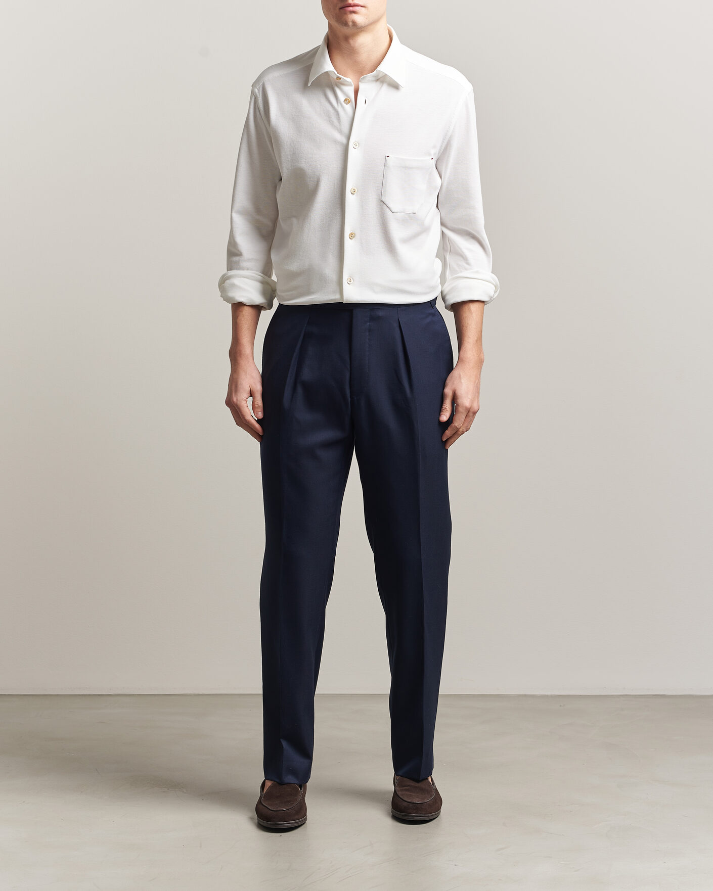 Homme | Chemises | Kiton | Jersey Piquet Shirt White