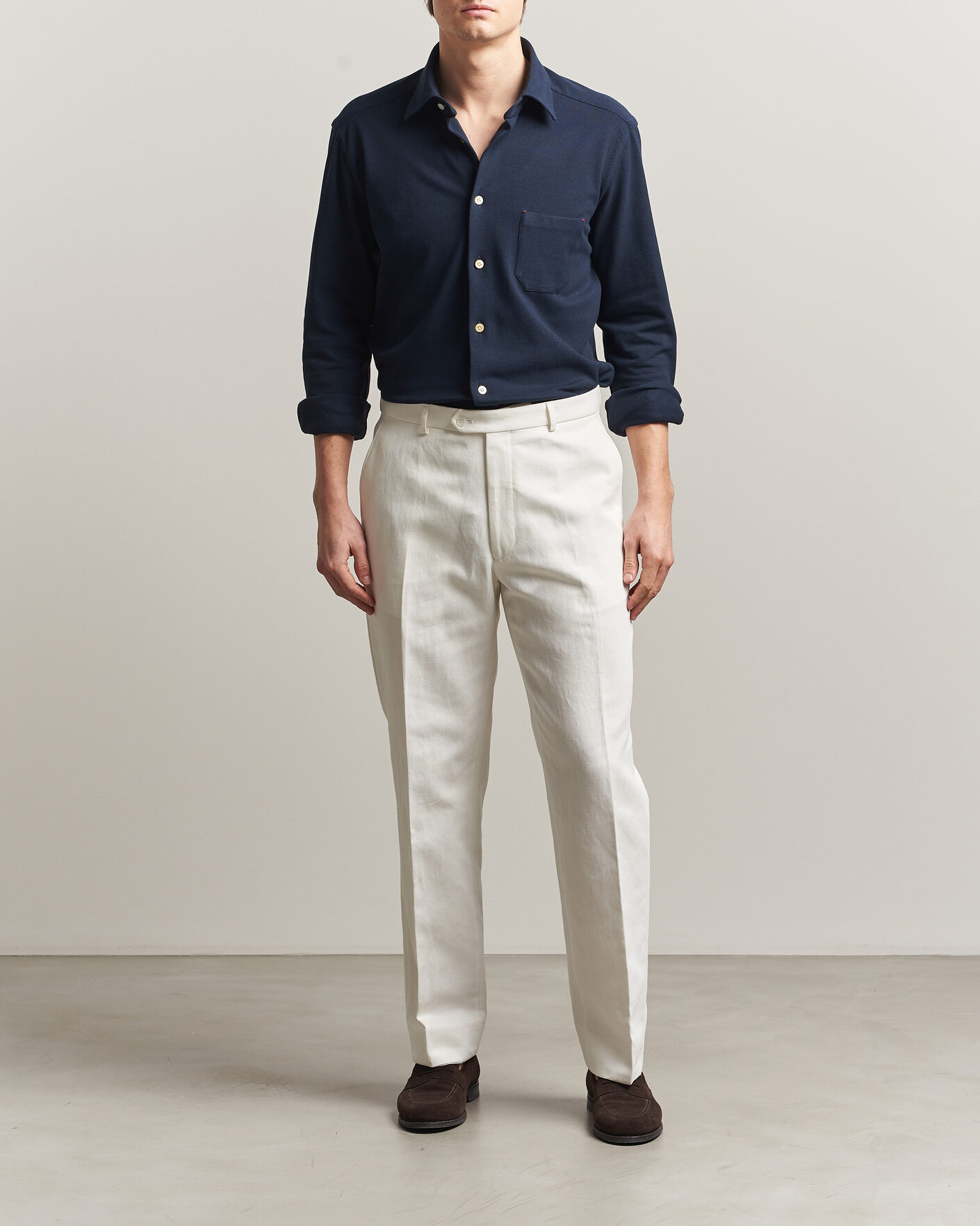 Homme | Chemises | Kiton | Jersey Piquet Shirt Navy