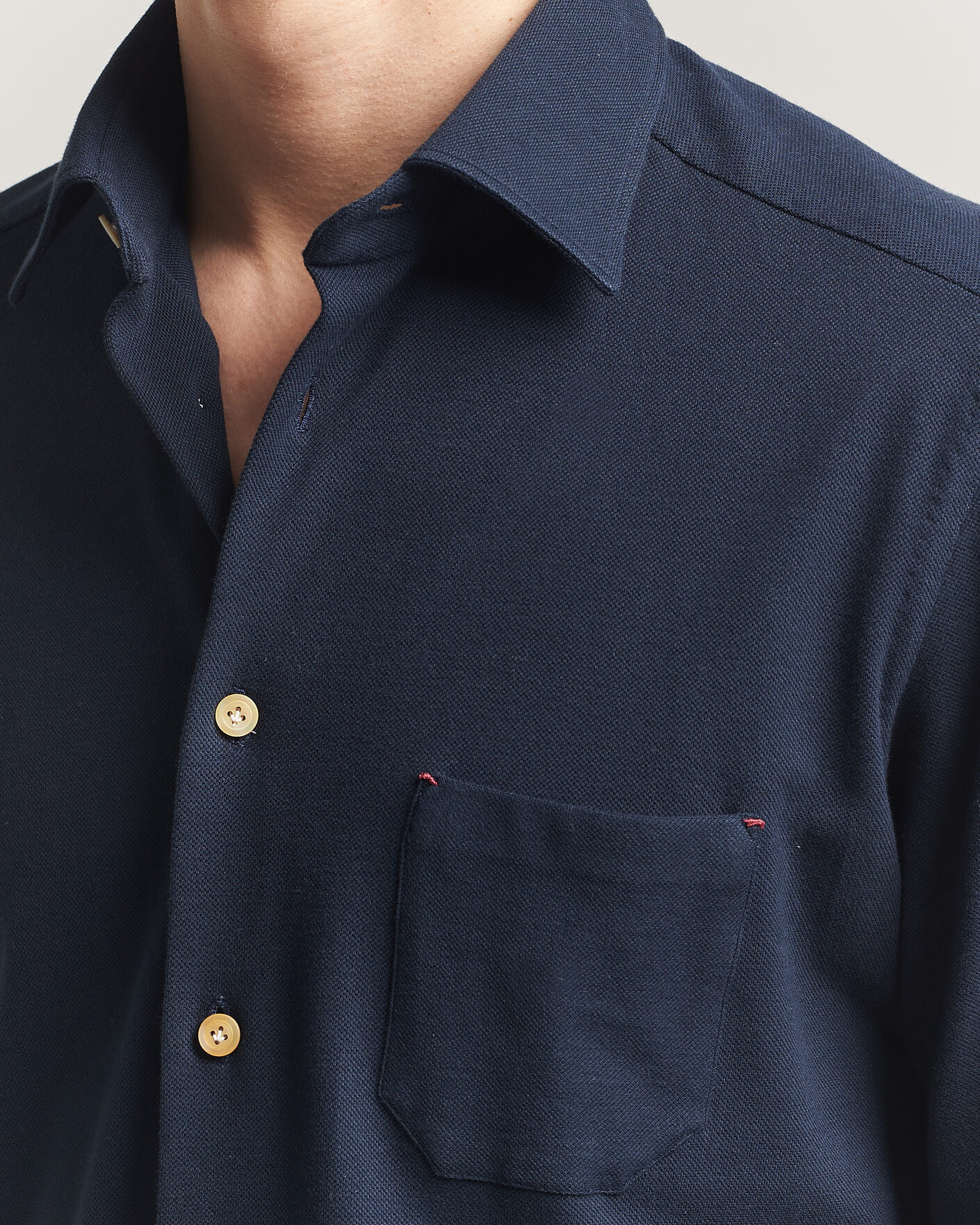 Homme | Chemises | Kiton | Jersey Piquet Shirt Navy
