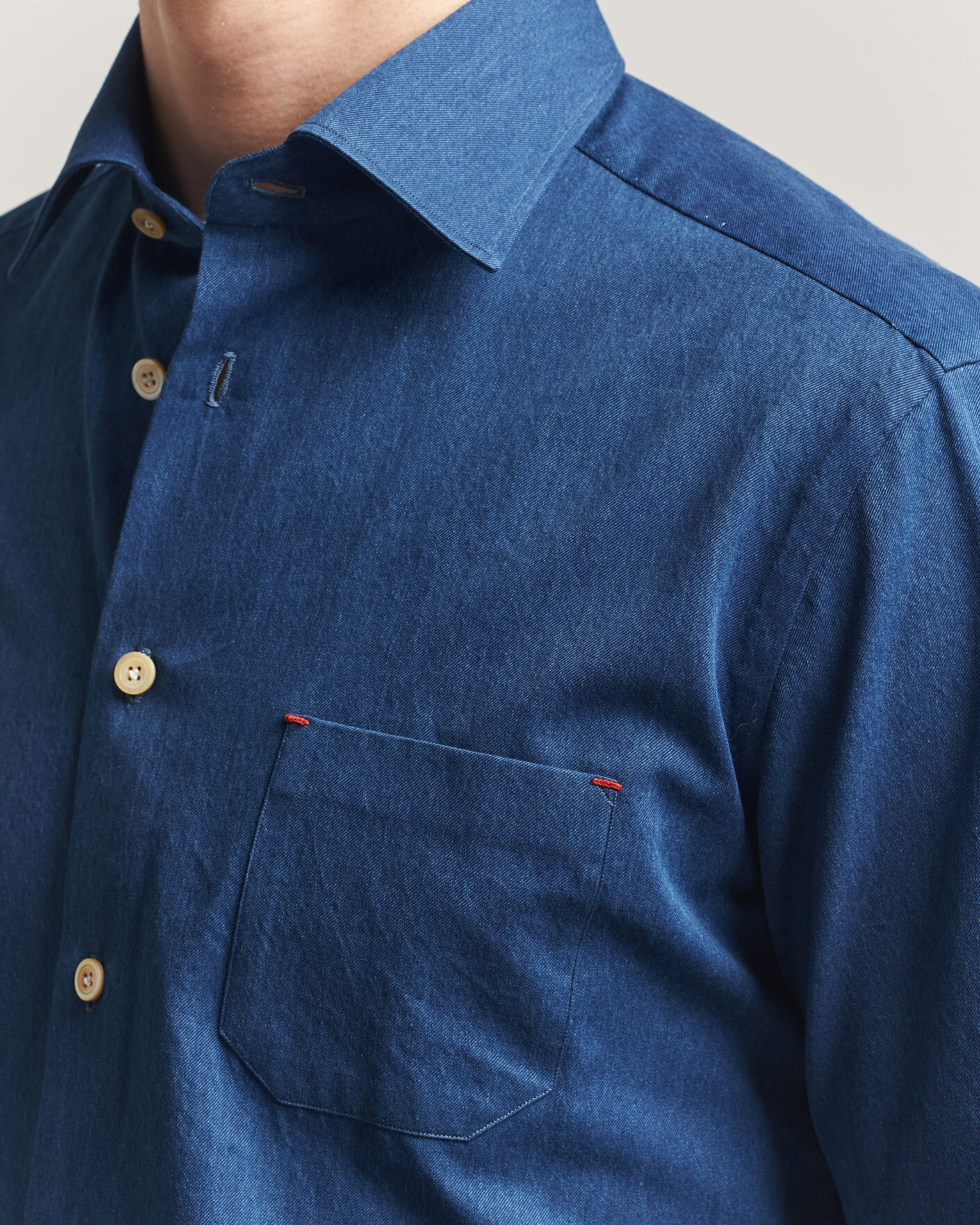 Homme | Chemises | Kiton | Denim Sport Shirt Medium Blue