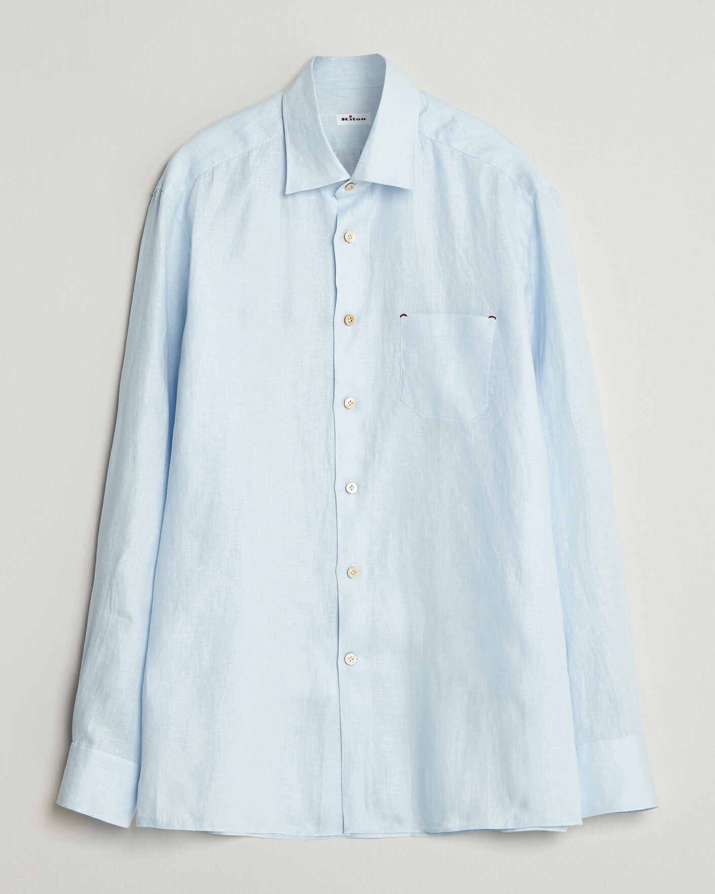 Homme | Chemises | Kiton | Linen Sport Shirt Light Blue