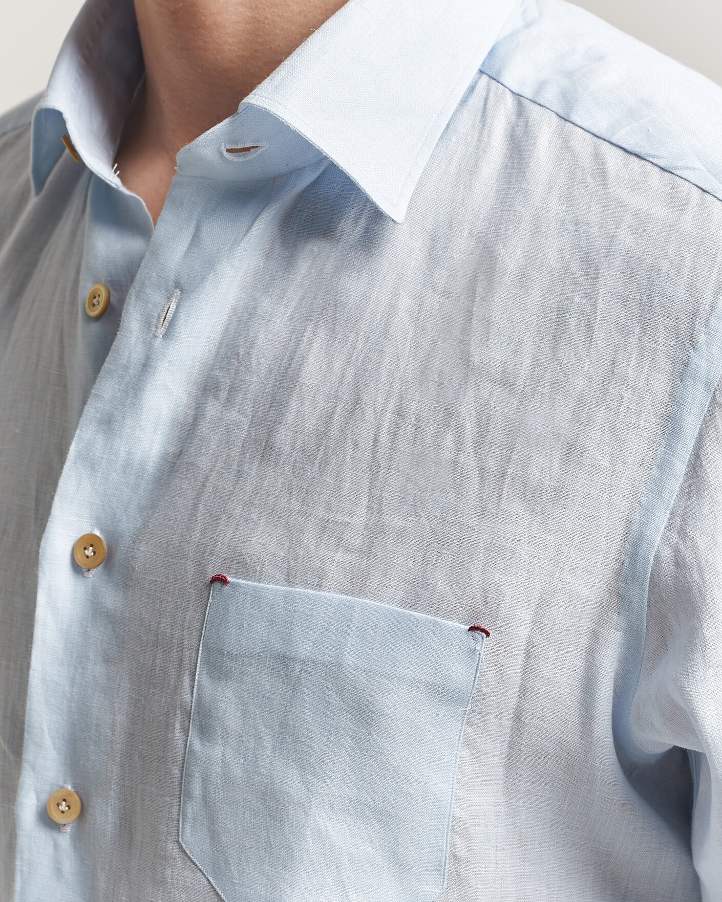 Homme | Chemises | Kiton | Linen Sport Shirt Light Blue