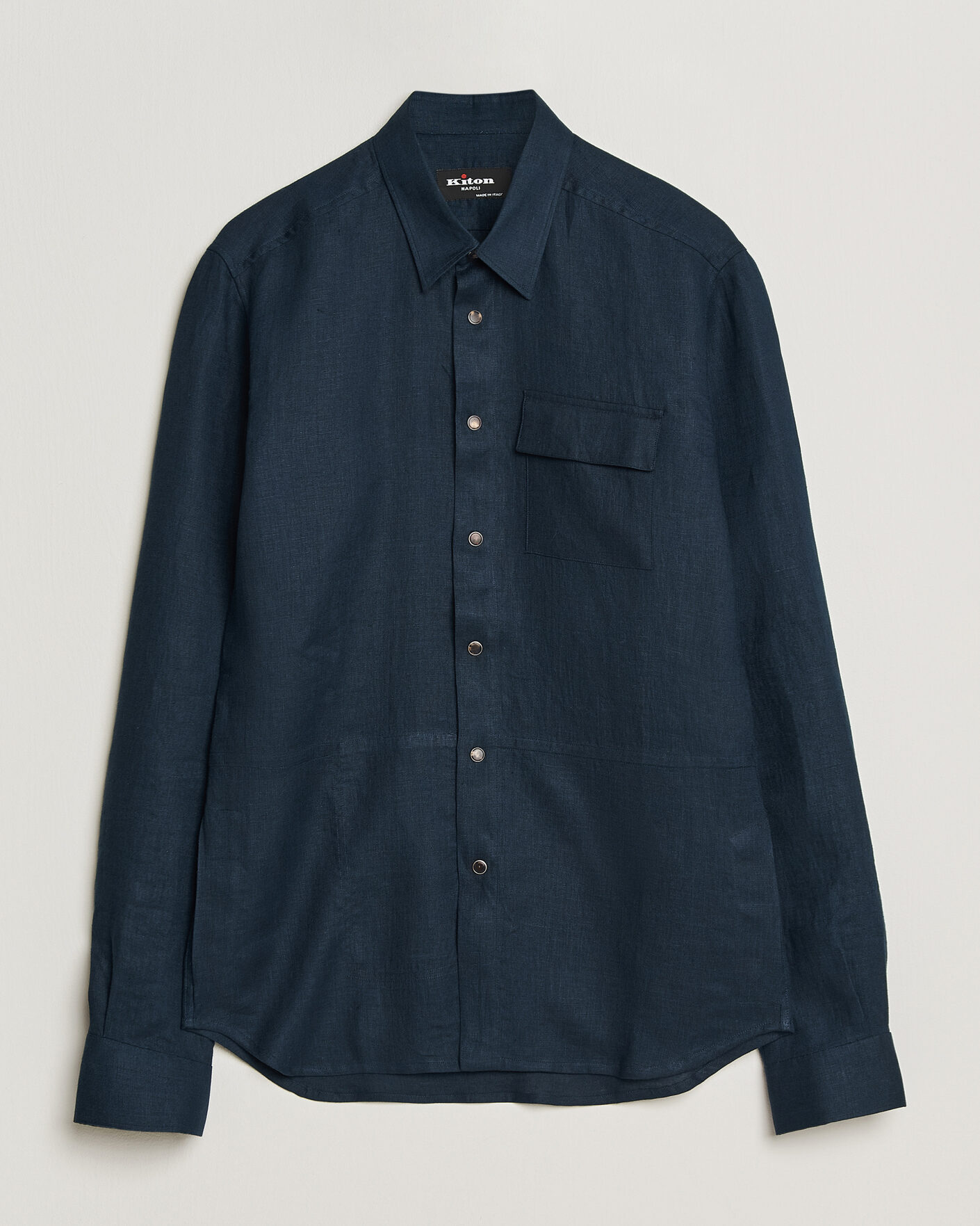Homme | Chemises | Kiton | Linen Overshirt Navy