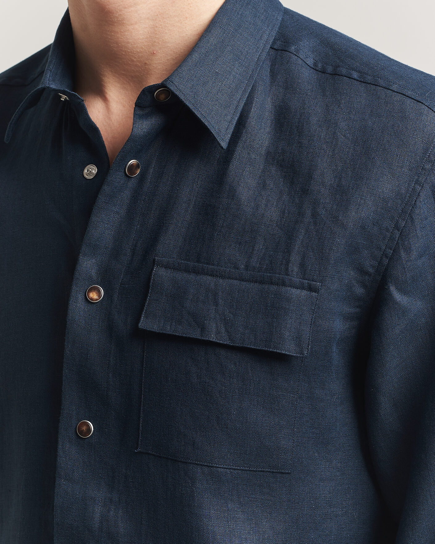Homme | Chemises | Kiton | Linen Overshirt Navy