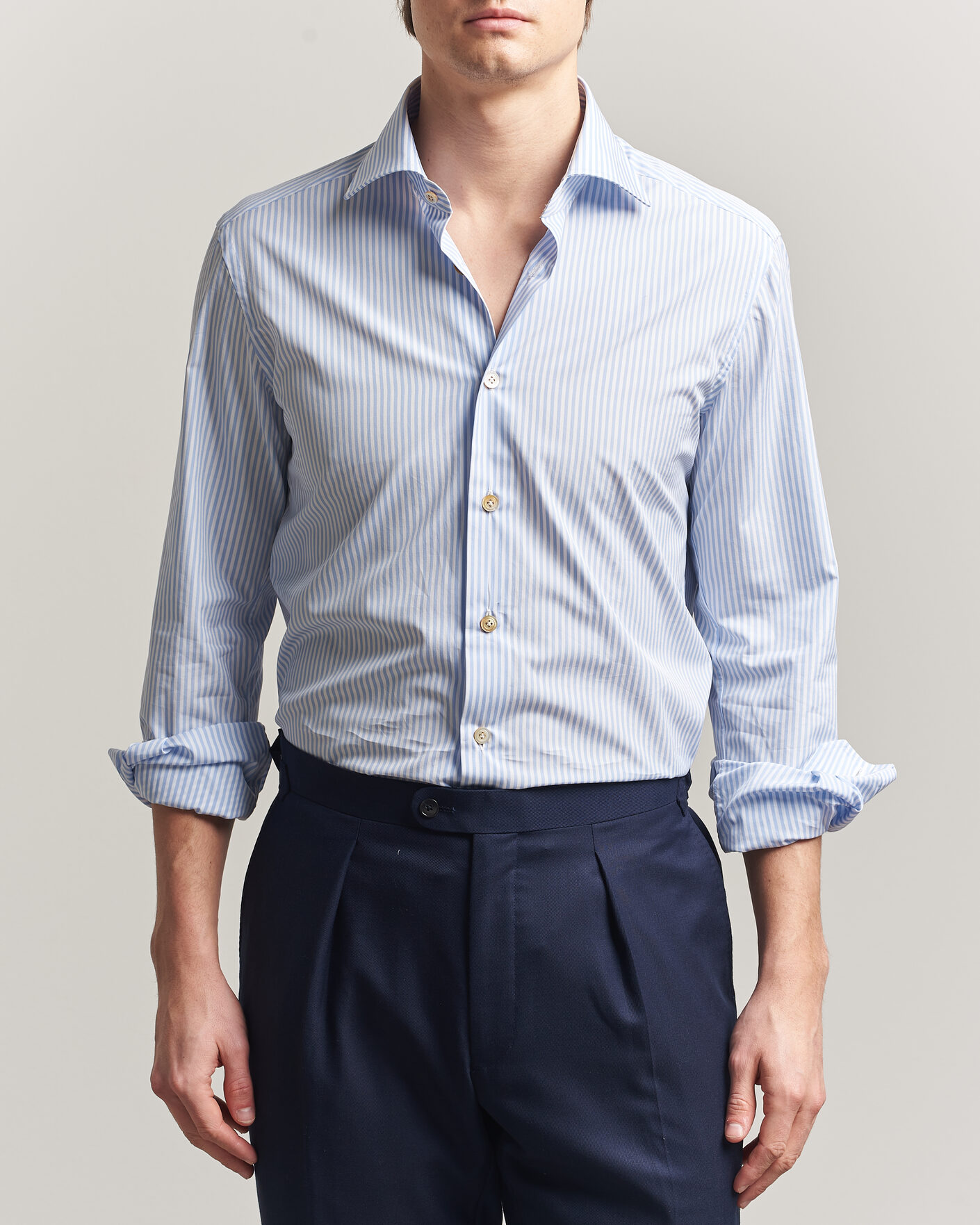 Homme | Chemises | Kiton | Slim Fit Dress Shirt Light Blue Stripe