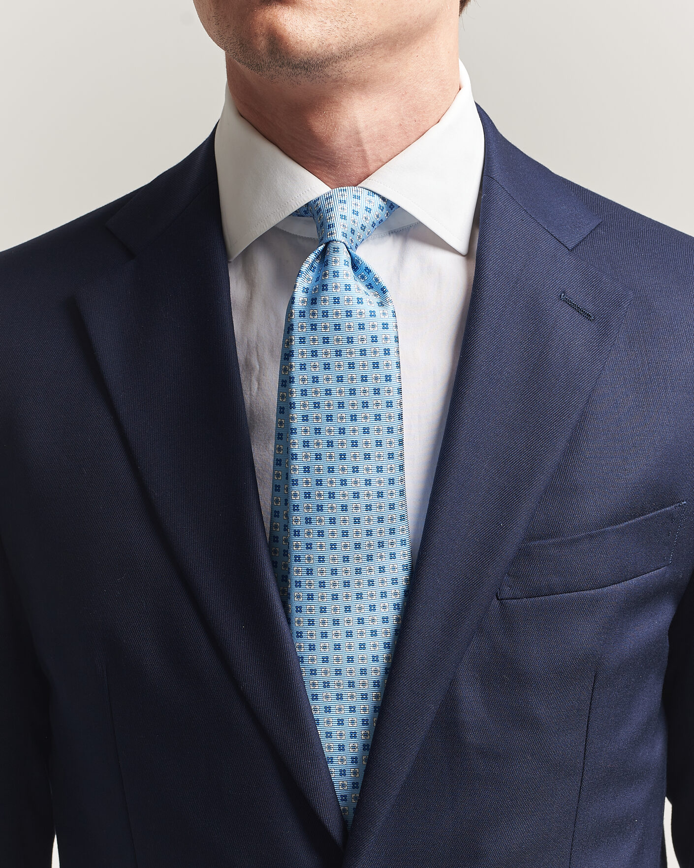 Homme | Cravates | Kiton | Printed Flower Silk Tie Light Blue