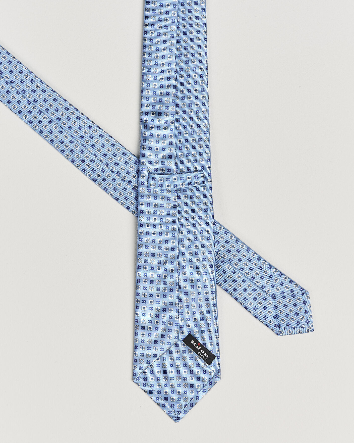Homme | Cravates | Kiton | Printed Flower Silk Tie Light Blue