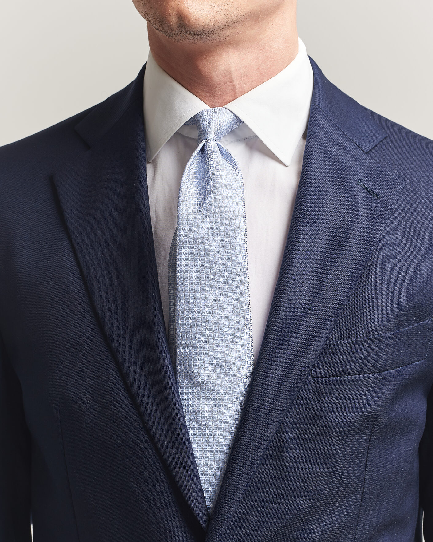 Homme | Cravates | Kiton | Micro Structure Silk Tie Sky Blue