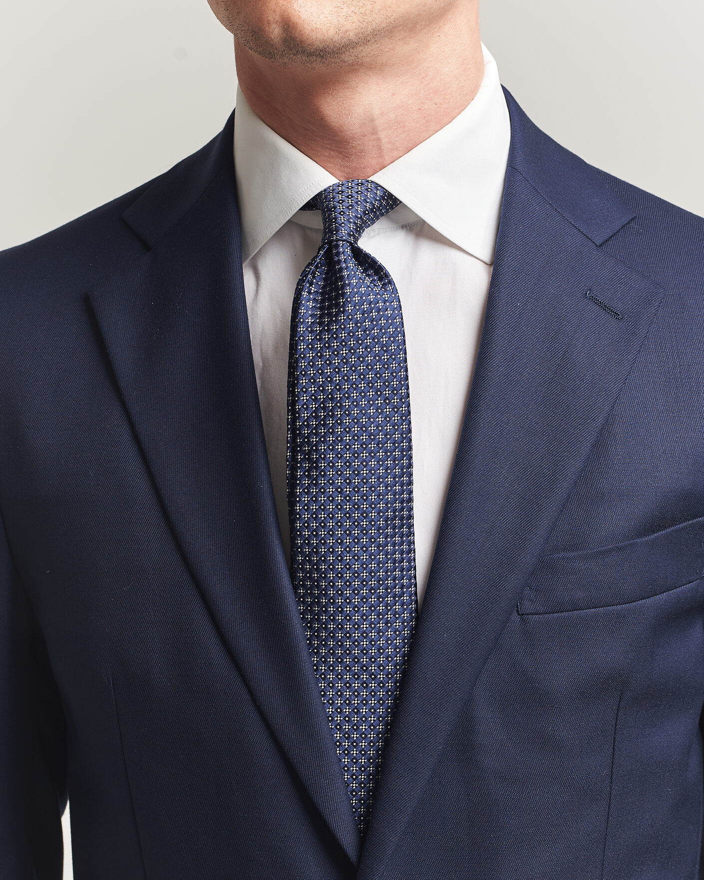 Homme | Cravates | Kiton | Flower Jacquard Silk Tie Navy