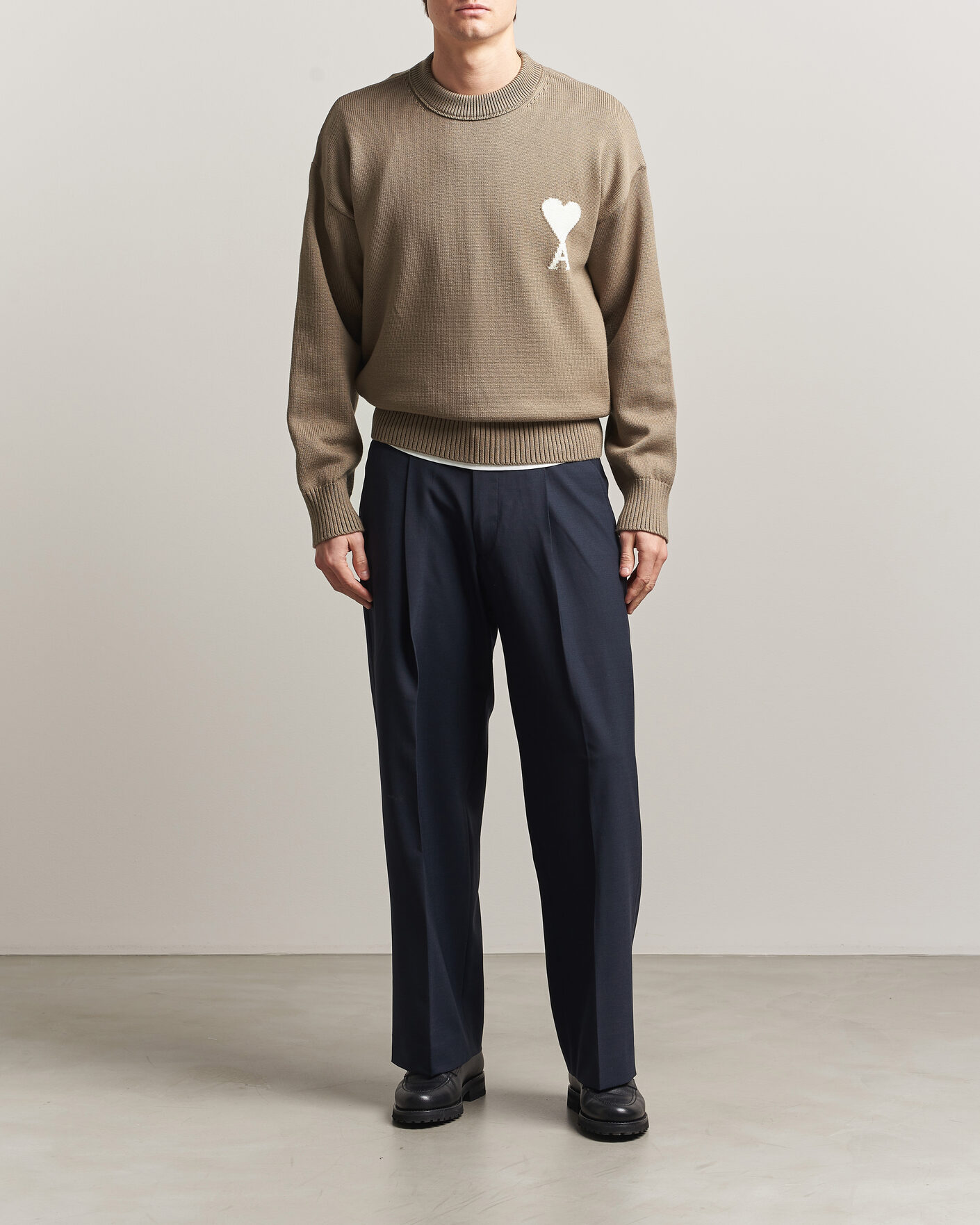 Homme | Pulls Et Tricots | AMI | Big Heart Wool Sweater Beige