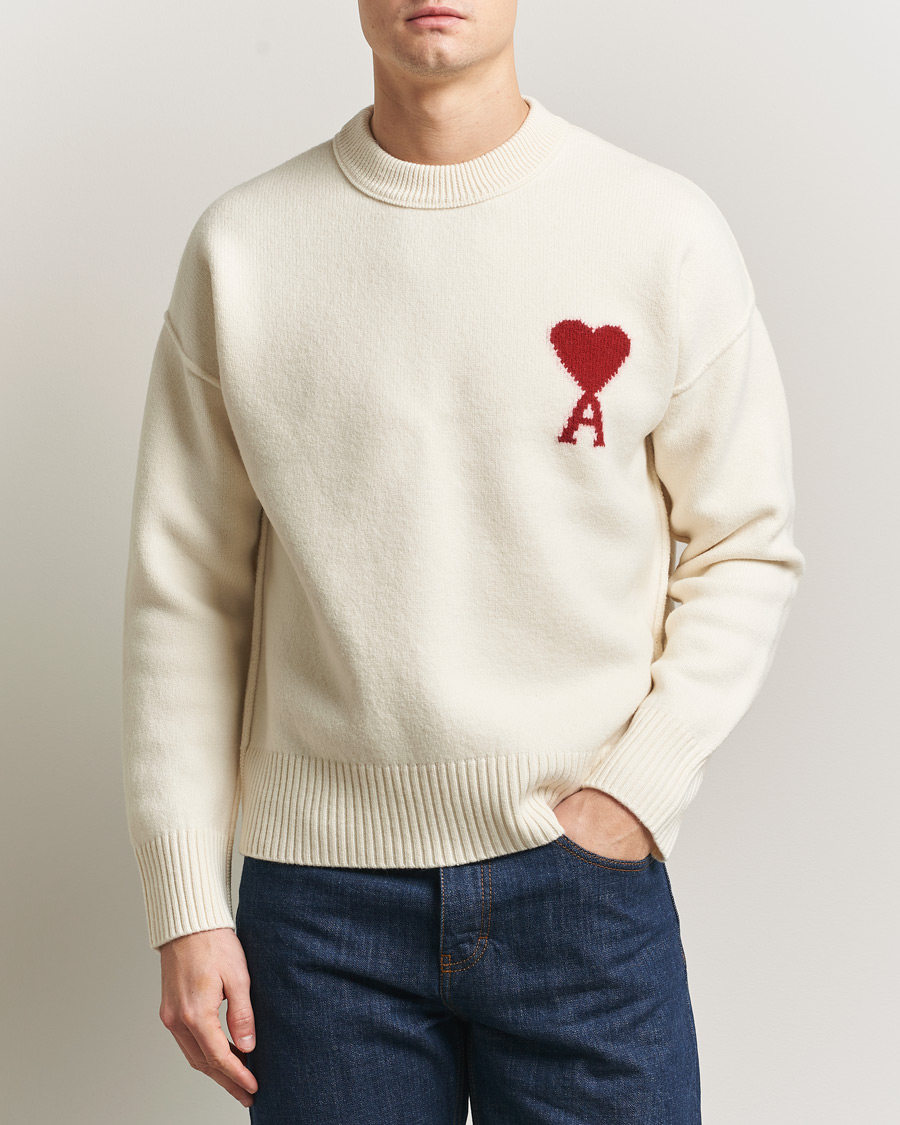 Homme | Pulls Et Tricots | AMI | Big Heart Wool Sweater Ecru
