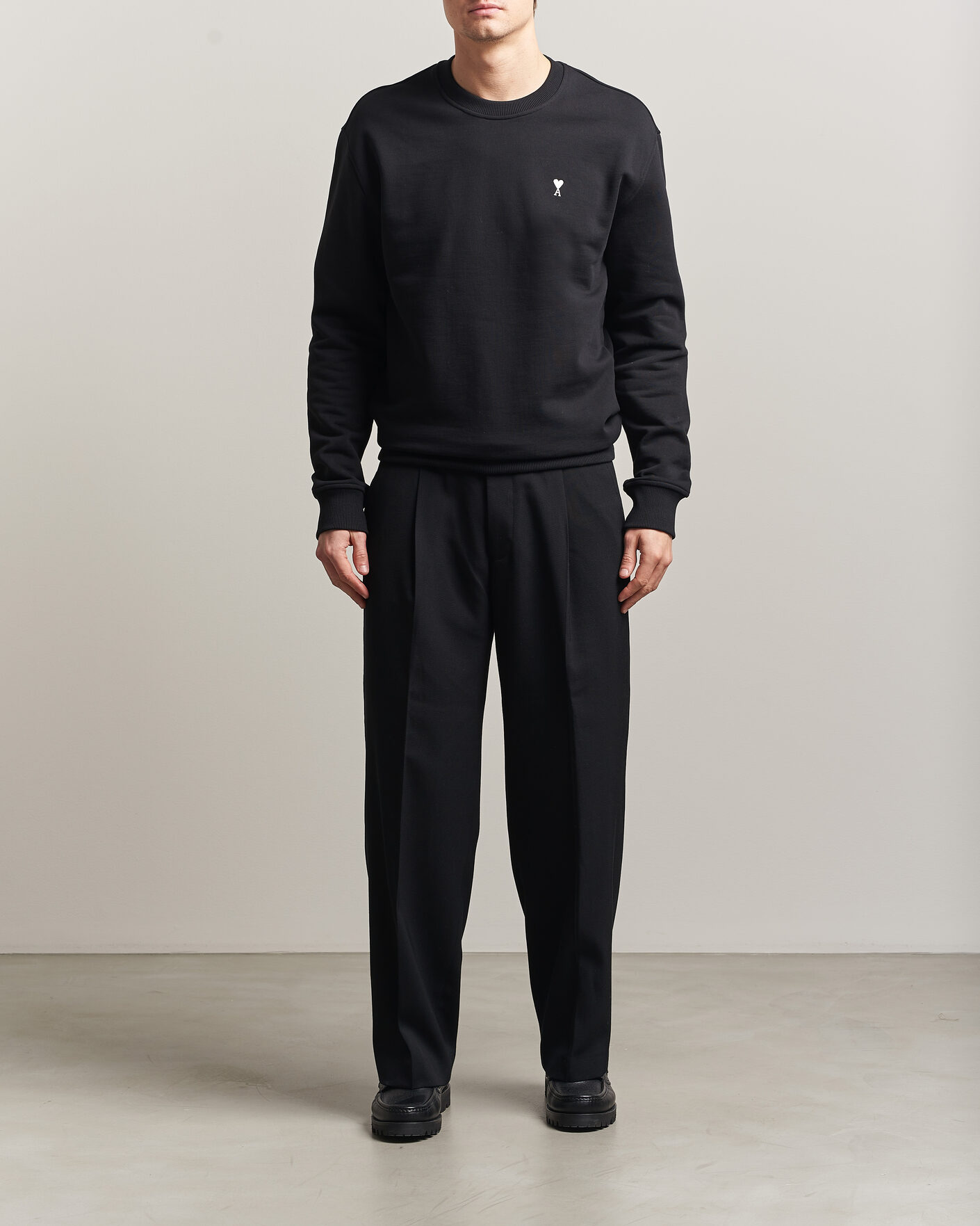 Homme | Pulls Et Tricots | AMI | Contrast Heart Logo Sweatshirt Black