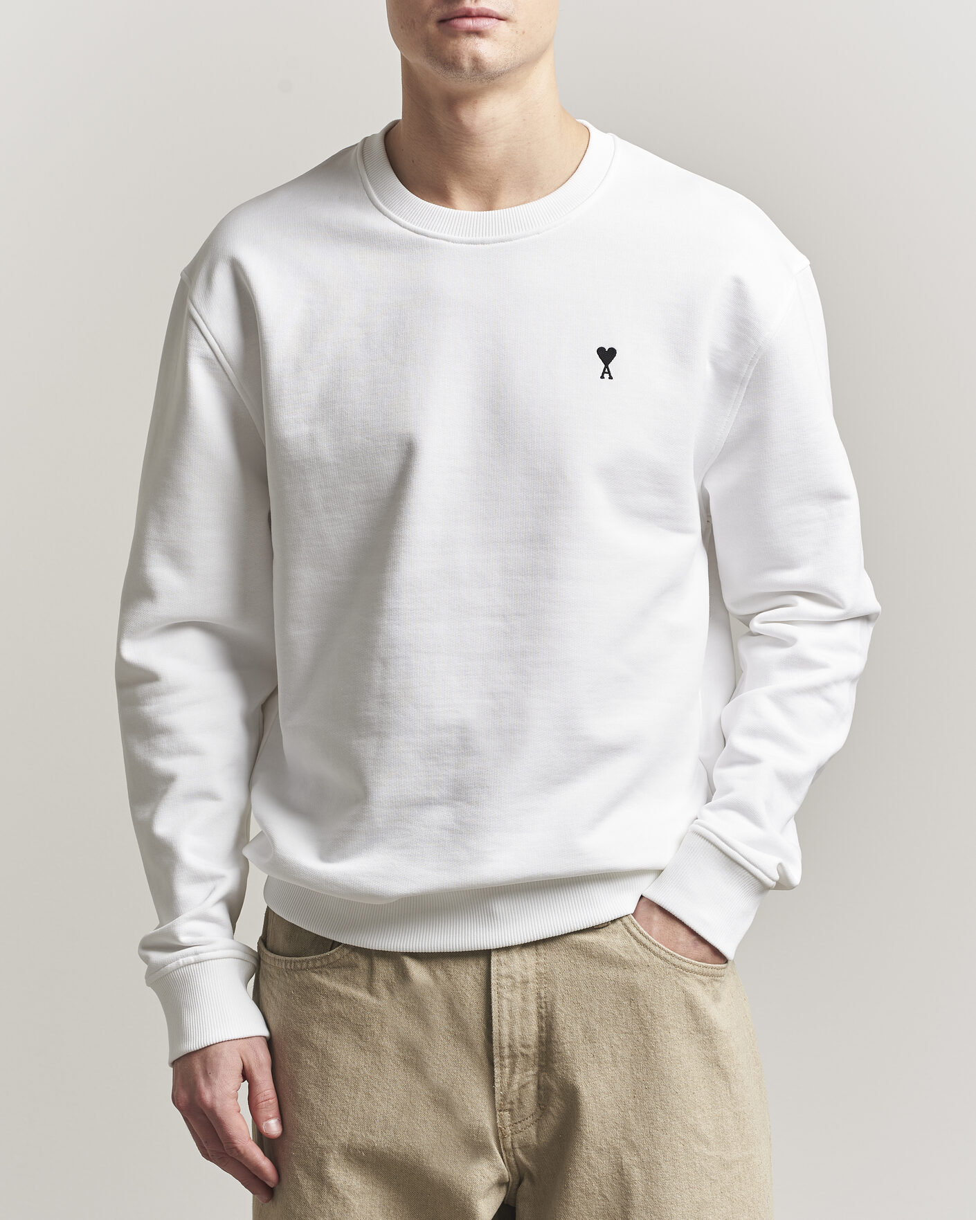 Homme | Pulls Et Tricots | AMI | Contrast Heart Logo Sweatshirt White