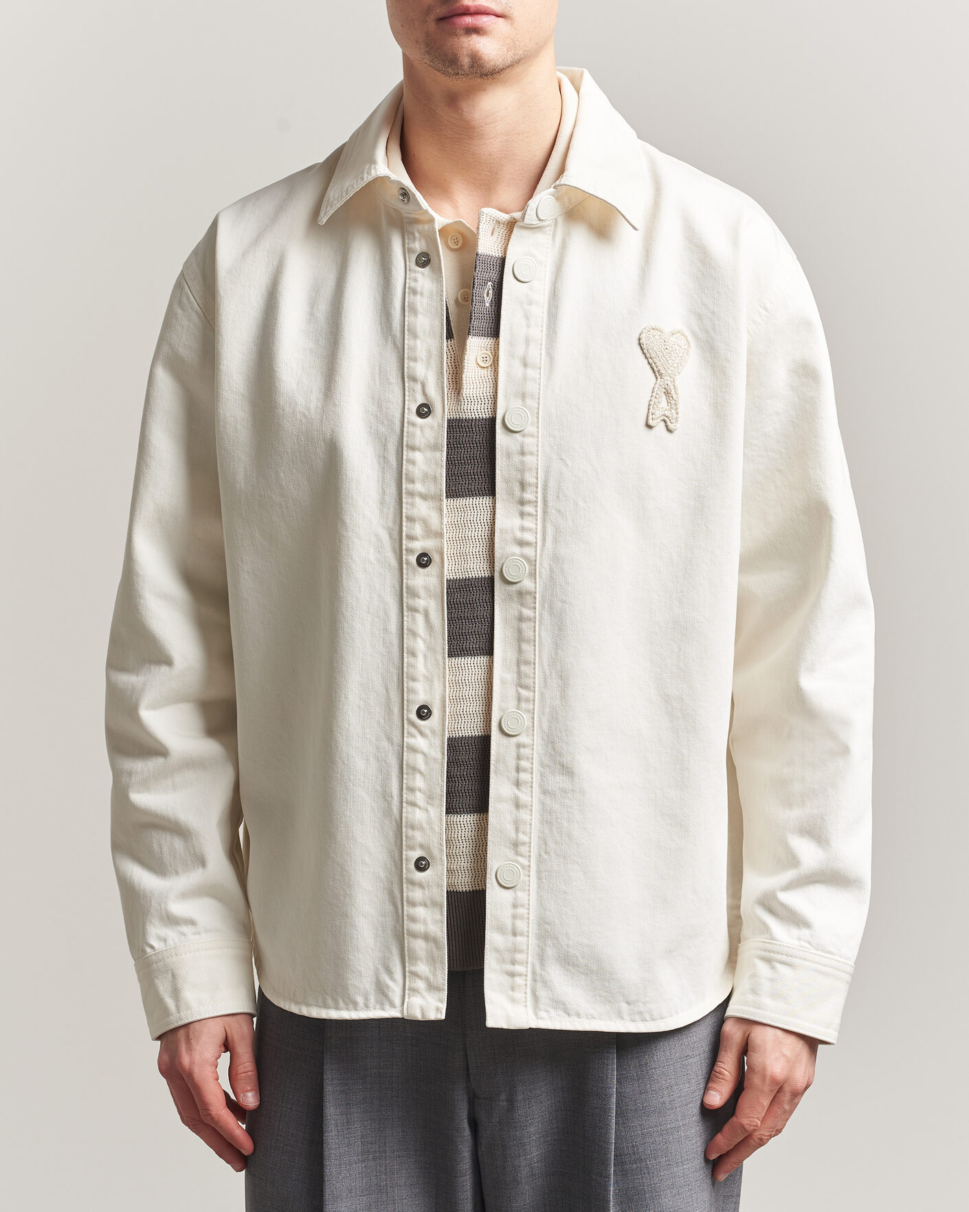 Homme | Chemises | AMI | Cotton Twill Overshirt Creme