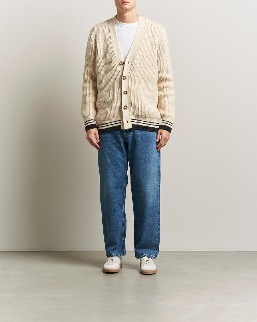 Homme | Pulls Et Tricots | AMI | Wool/Cotton Ribbed Cardigan Creme