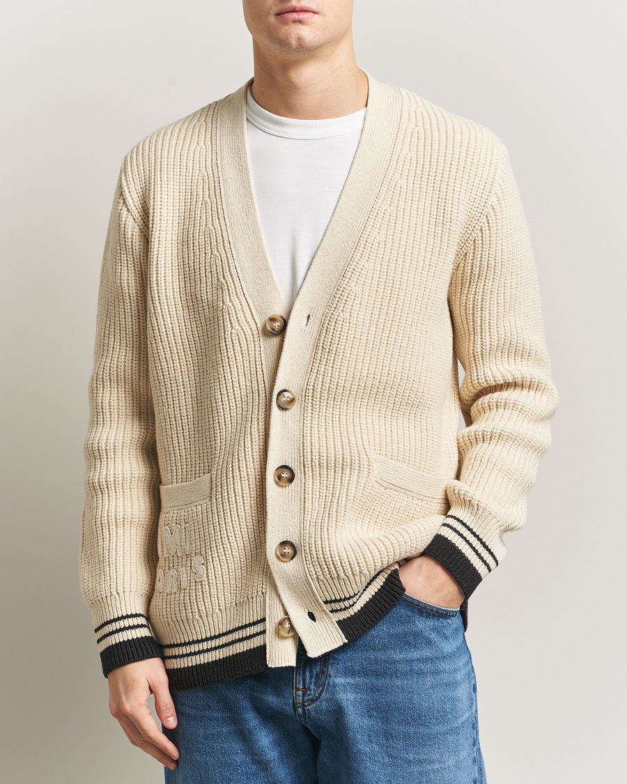Homme | Pulls Et Tricots | AMI | Wool/Cotton Ribbed Cardigan Creme