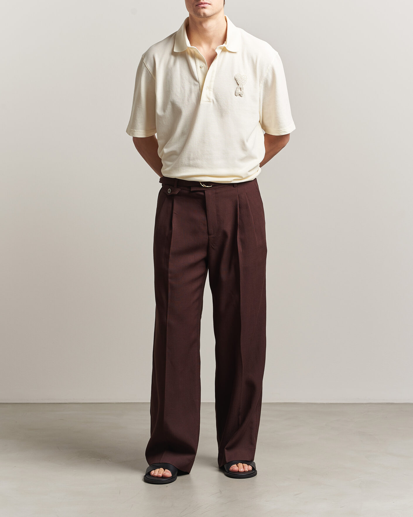 Homme | Polos | AMI | Knitted Heart Logo Polo Creme