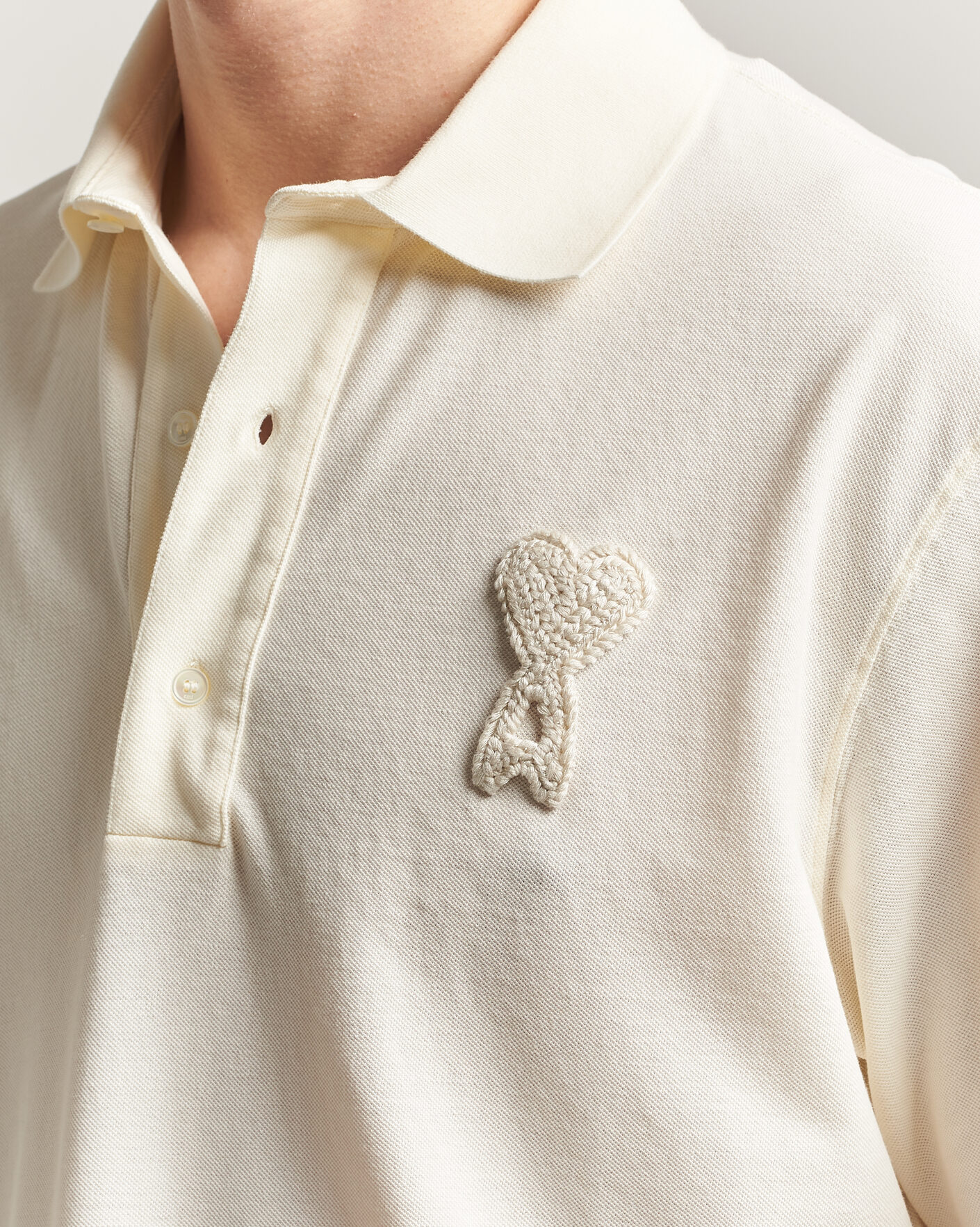 Homme | Polos | AMI | Knitted Heart Logo Polo Creme