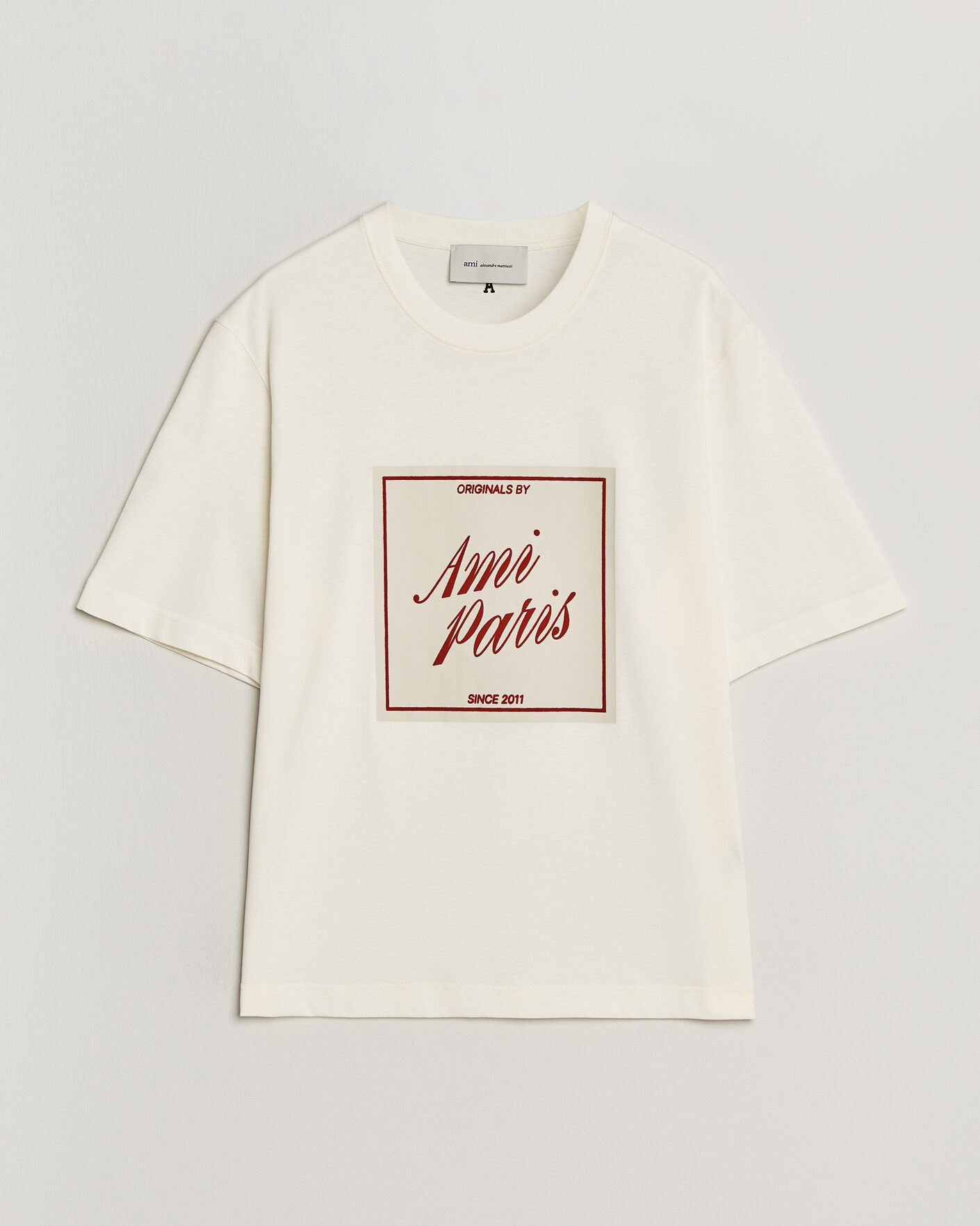 Homme | T-shirts | AMI | Boxy Fit Printed T-Shirt Creme