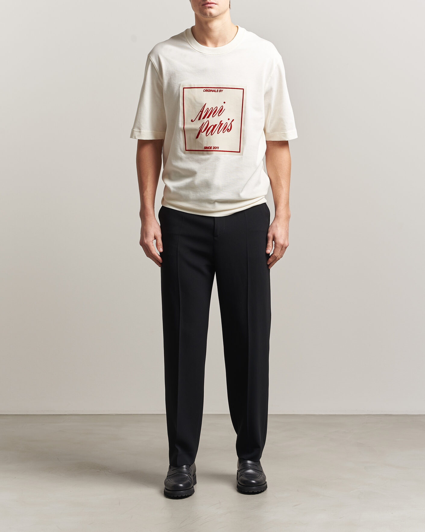 Homme | T-shirts | AMI | Boxy Fit Printed T-Shirt Creme