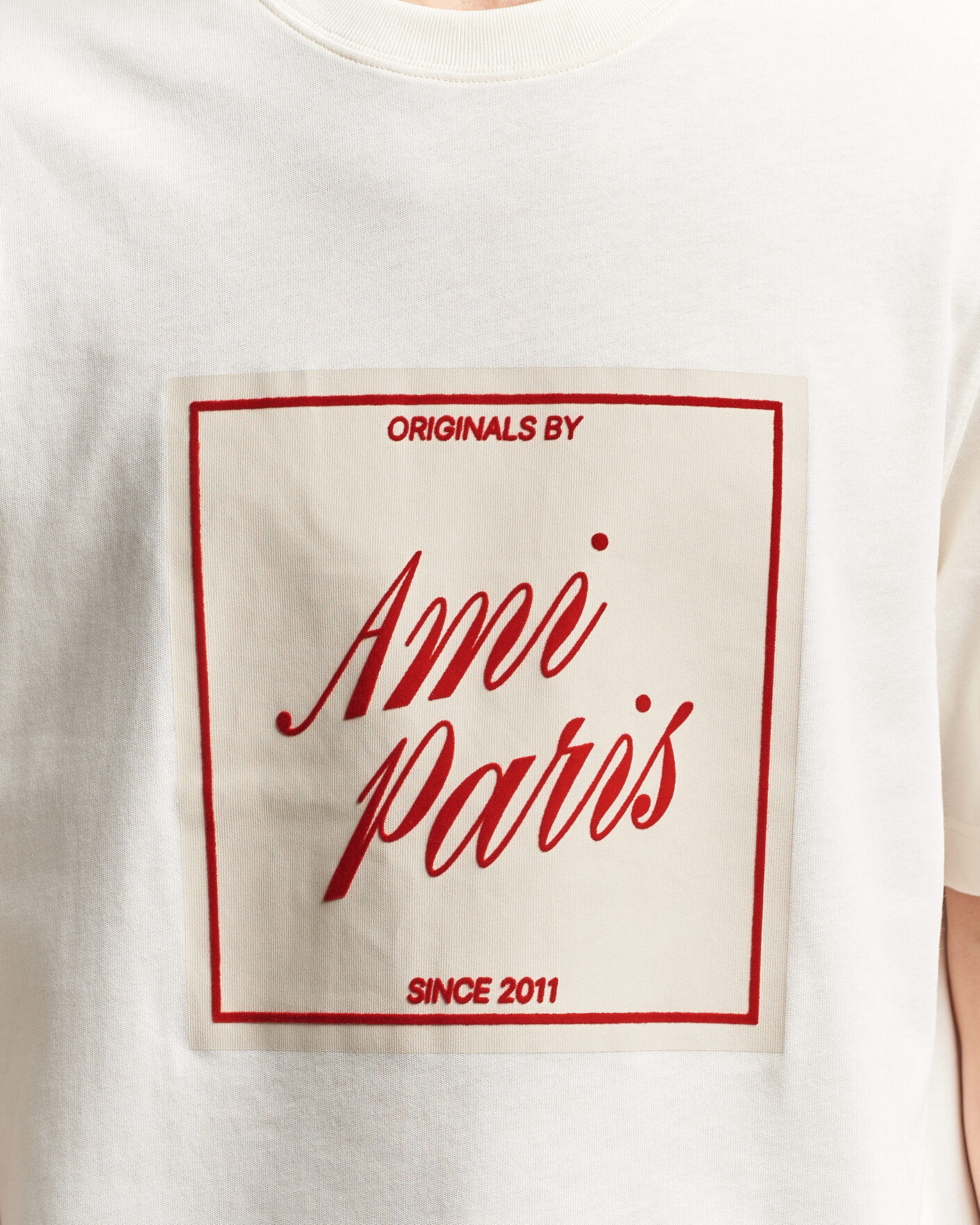 Homme | T-shirts | AMI | Boxy Fit Printed T-Shirt Creme