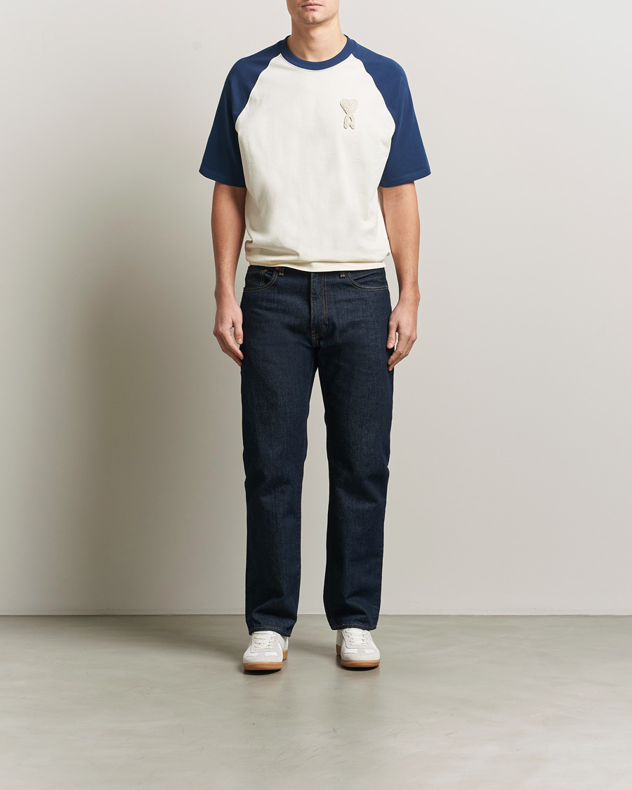 Homme | T-shirts | AMI | Knitted Heart Logo T-Shirt Creme/Navy