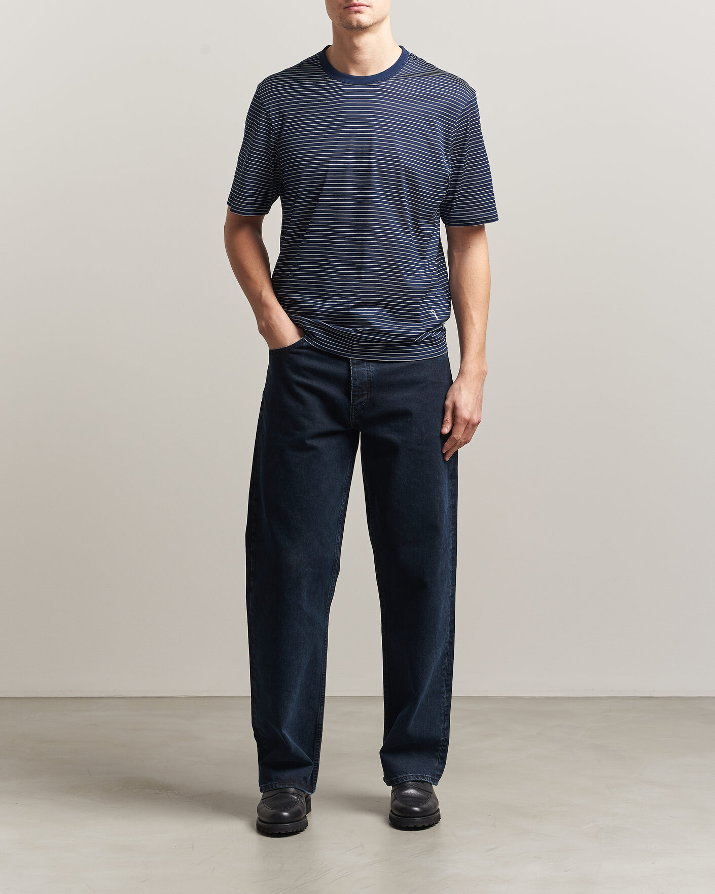 Homme | T-shirts | AMI | Striped T-Shirt Navy/White