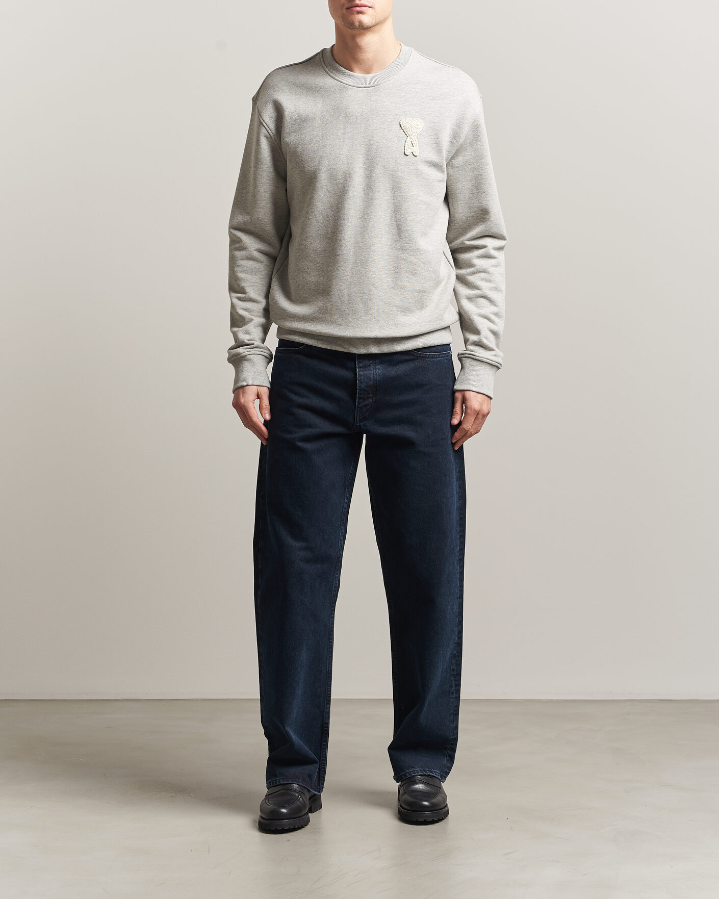 Homme | Pulls Et Tricots | AMI | Knitted Heart Logo Sweatshirt Grey Melange